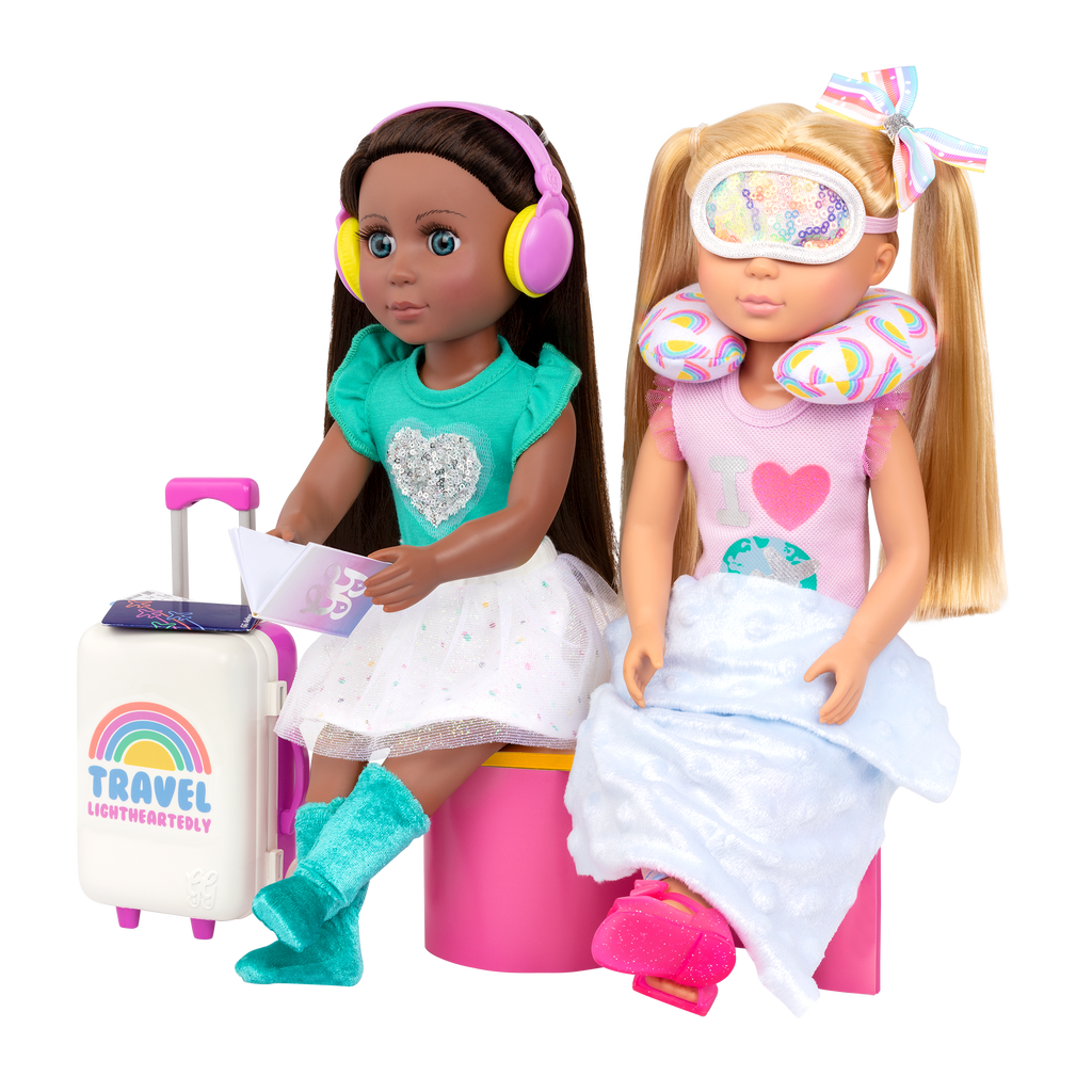 Carry-on luggage playset with travel accessories