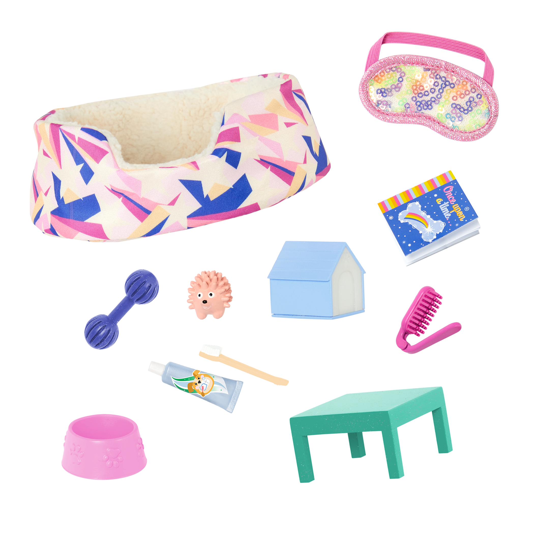 14-inch doll and Shiba Inu dog plushie with bedtime pet playset