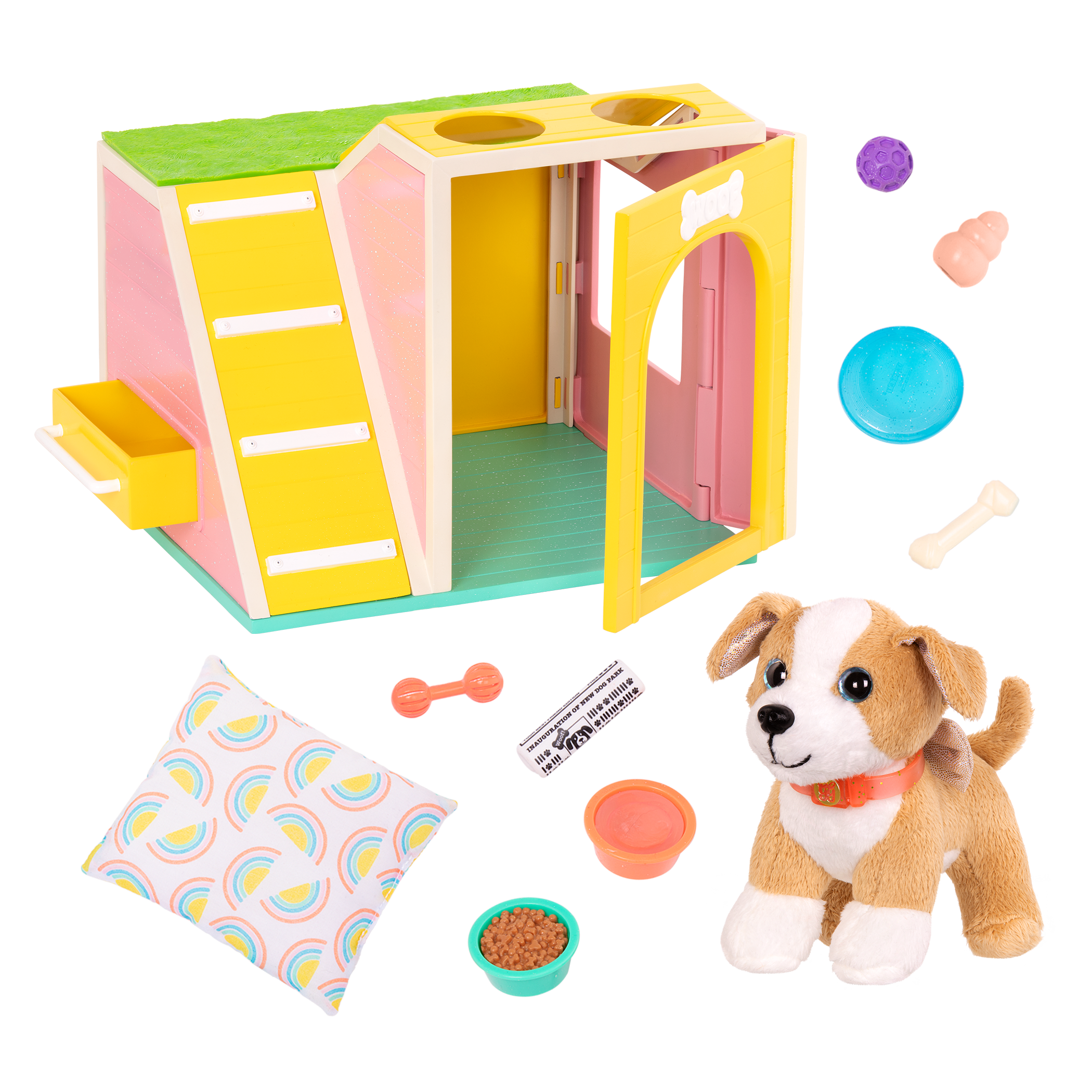 Chihuahua plushie inside toy dog house