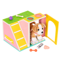 Chihuahua plushie inside toy dog house