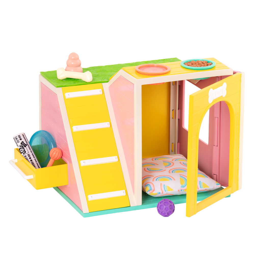 Chihuahua plushie inside toy dog house