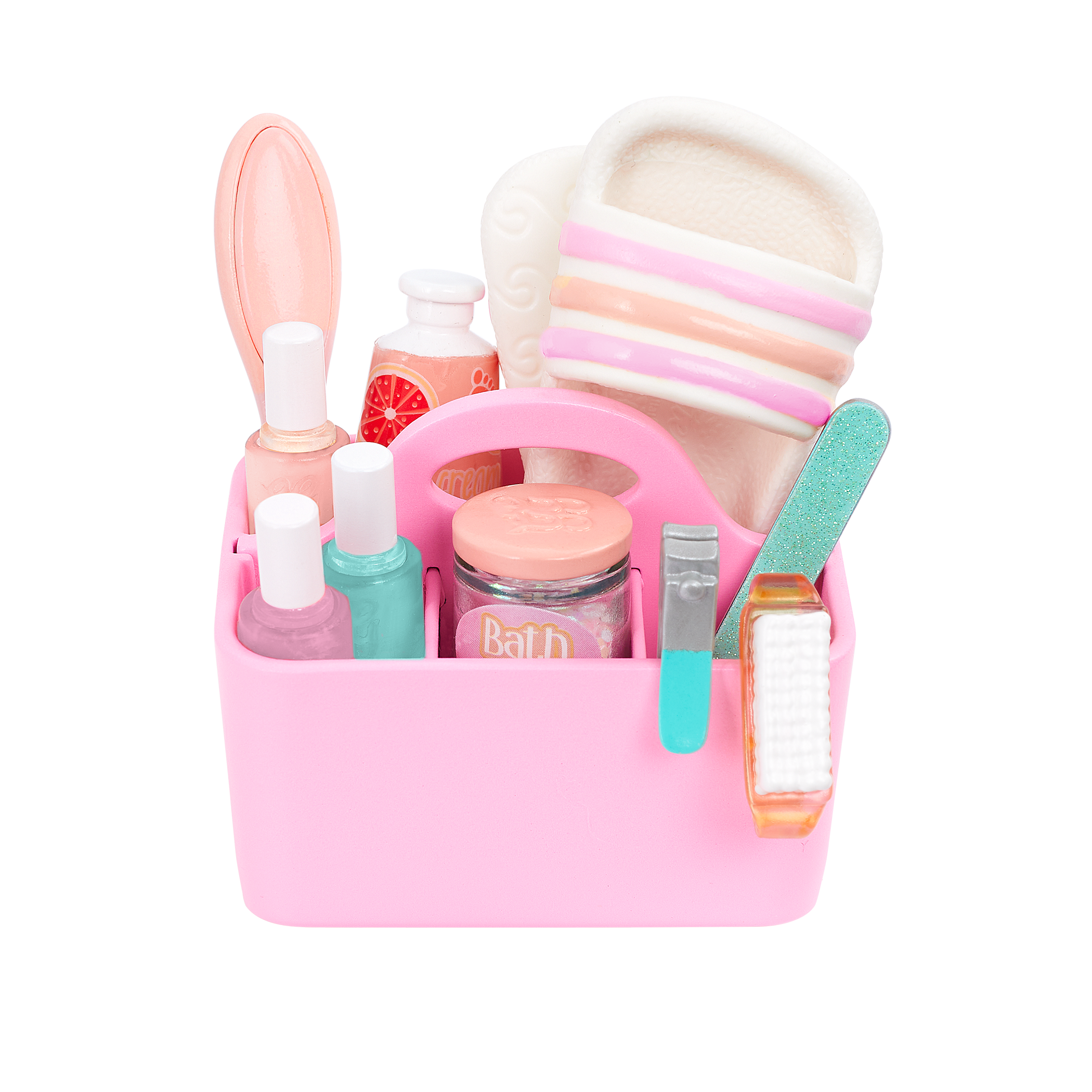 Two 14-inch dolls with salon chair and spa accessories