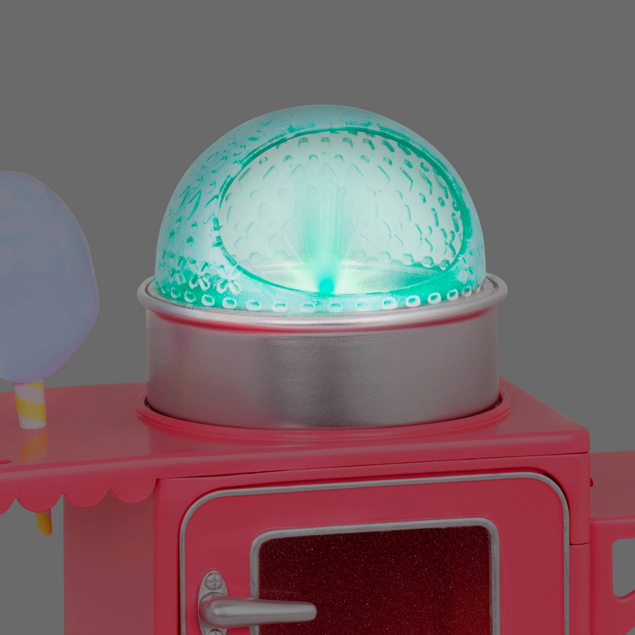 Two 14-inch dolls with toy cotton candy machine