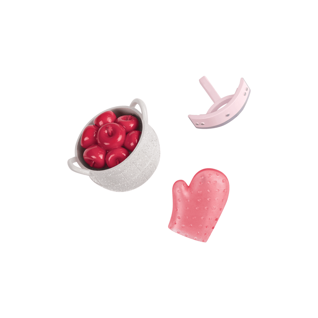 White and pink toy horse with saddle