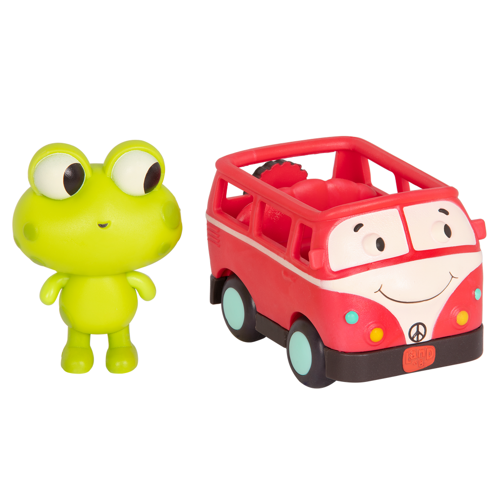 Light-up toy frog and retro van