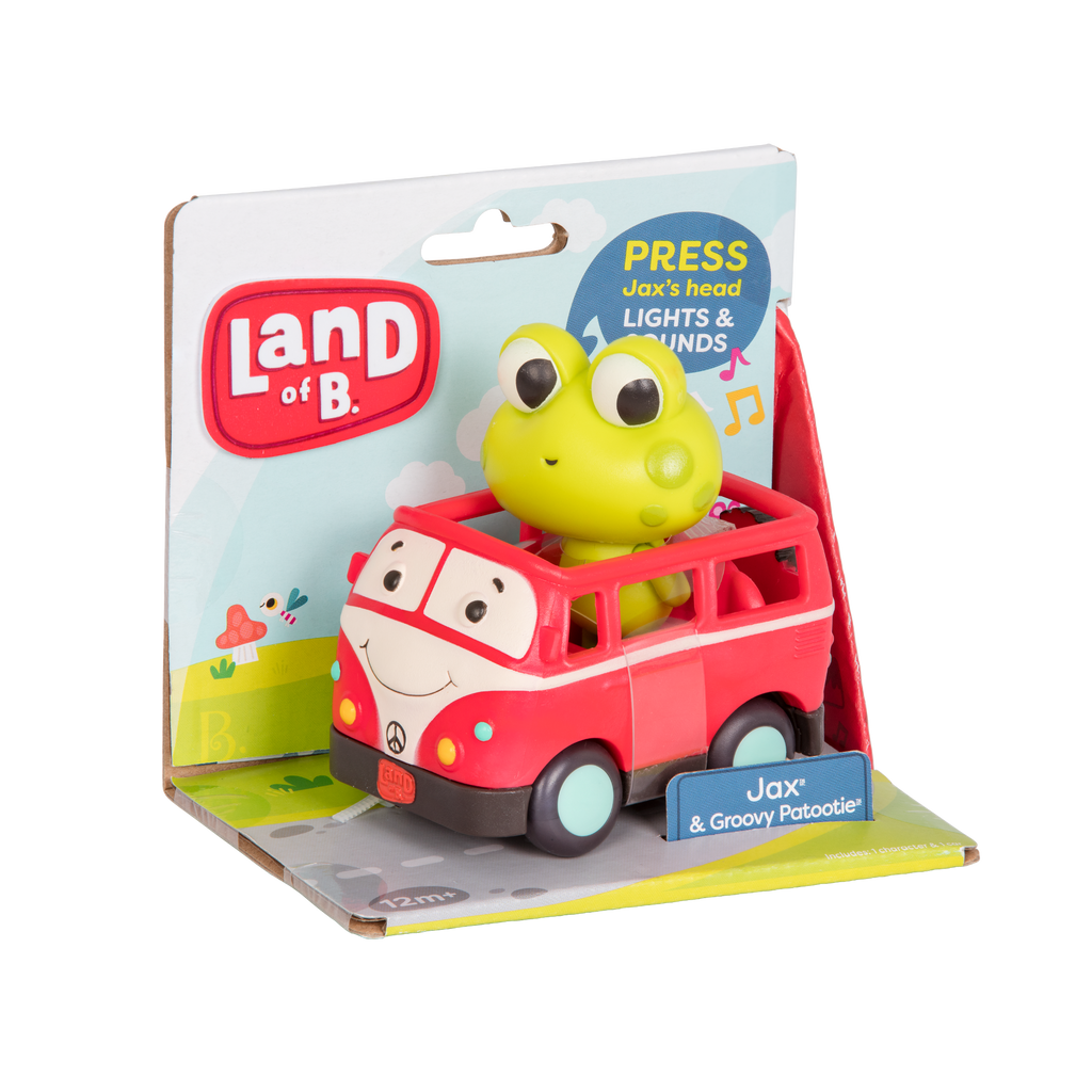 Light-up toy frog and retro van