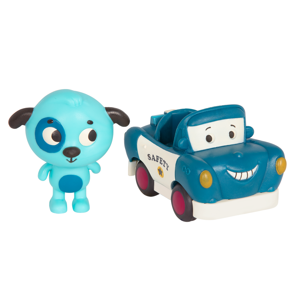 Light-up toy dog and police car