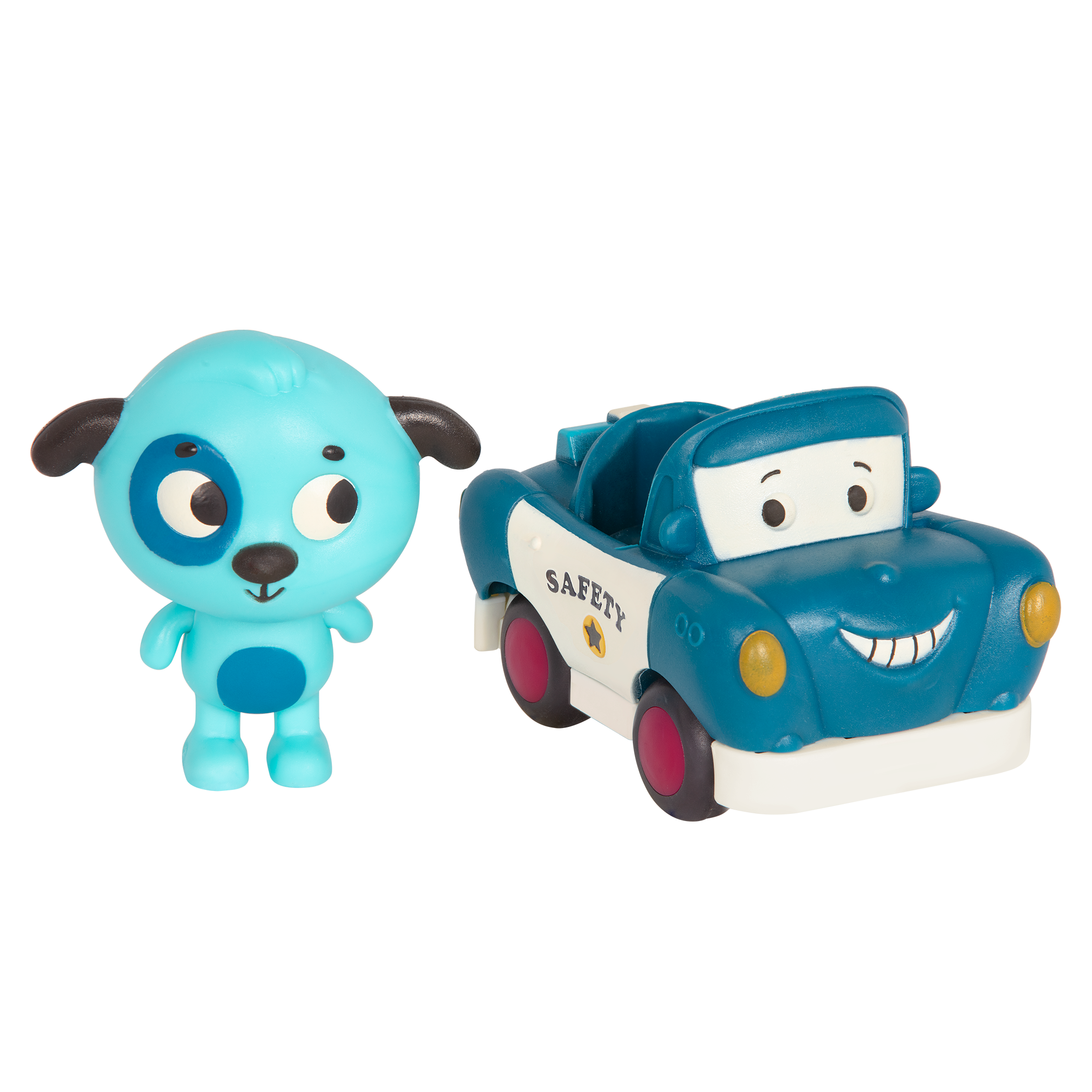 Light-up toy dog and police car