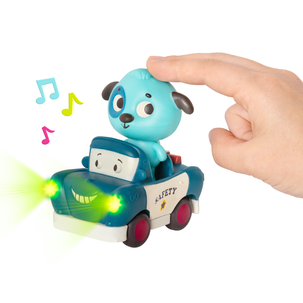 Light-up toy dog and police car