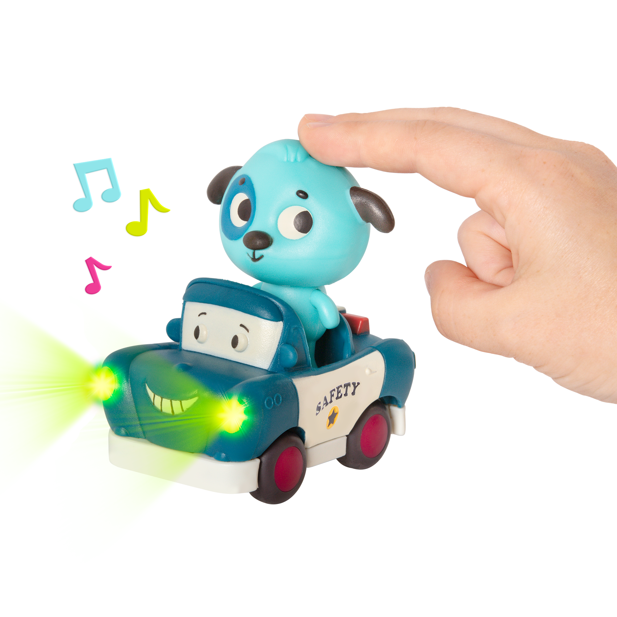 Light-up toy dog and police car