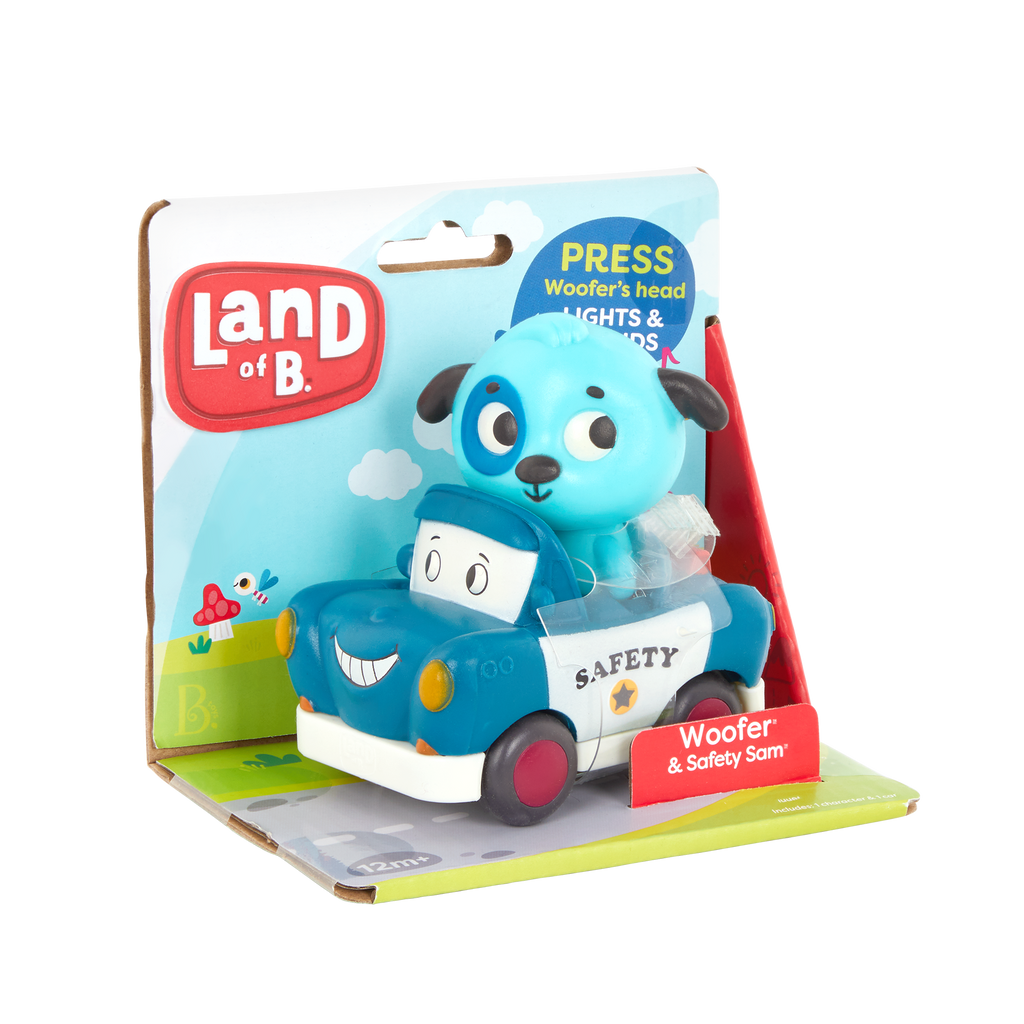 Light-up toy dog and police car