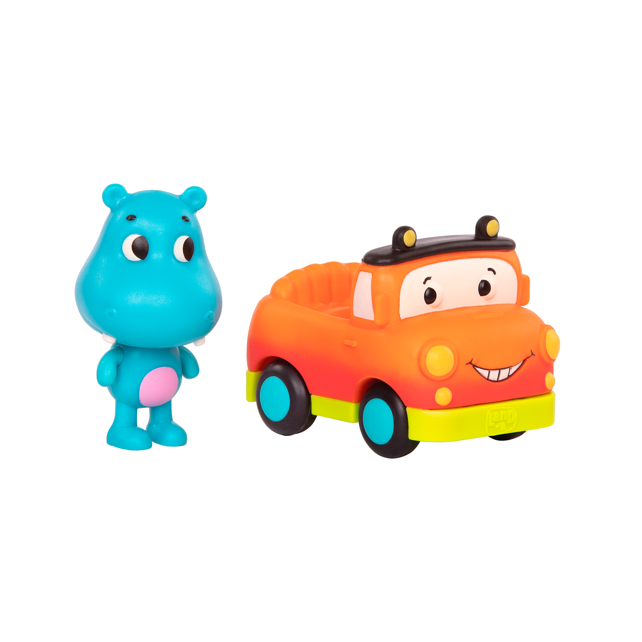 Light-up toy hippo in pickup truck