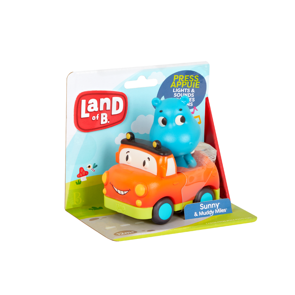 Light-up toy hippo in pickup truck