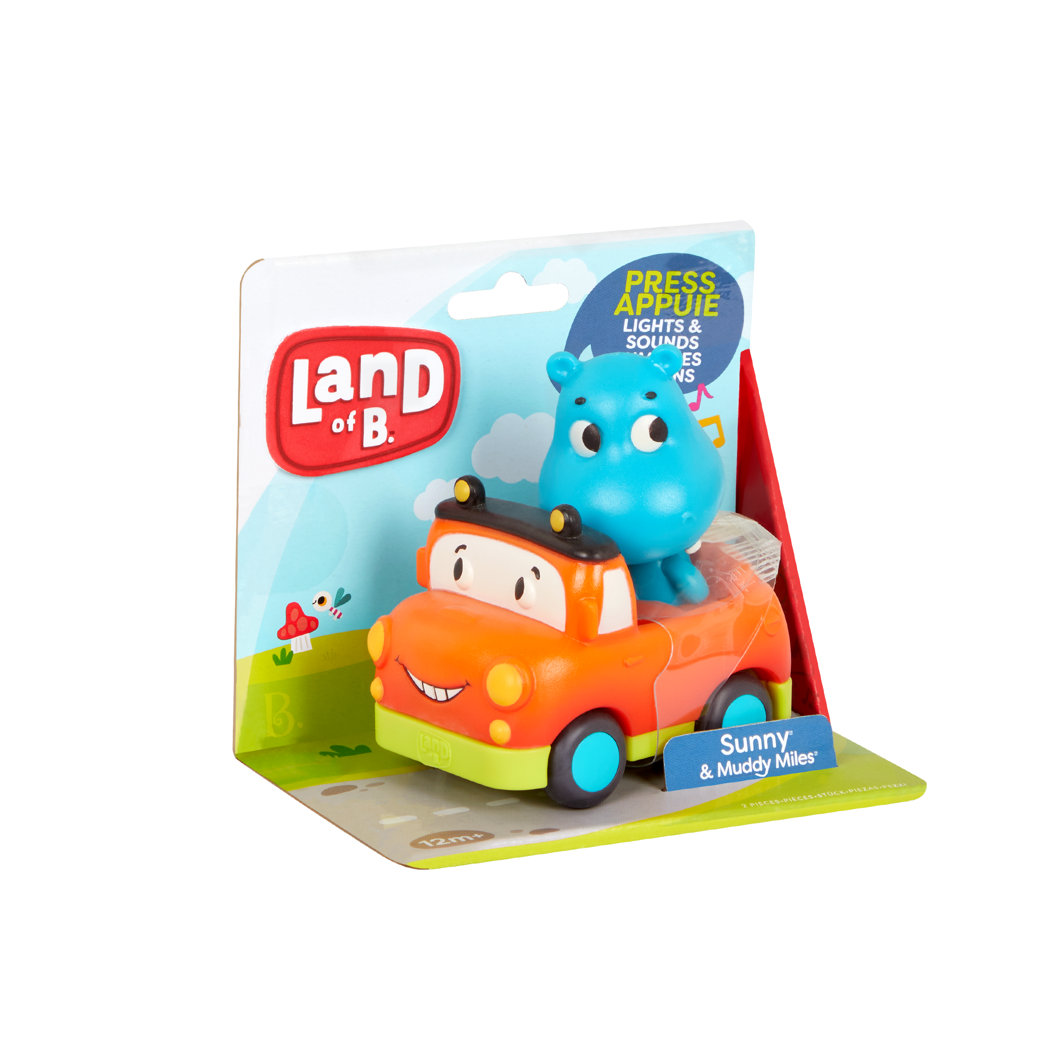 Light-up toy hippo in pickup truck