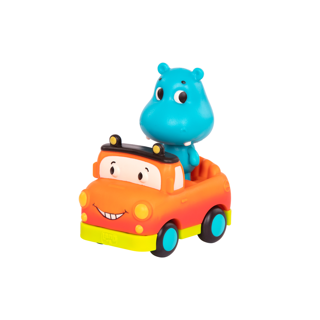 Light-up toy hippo in pickup truck