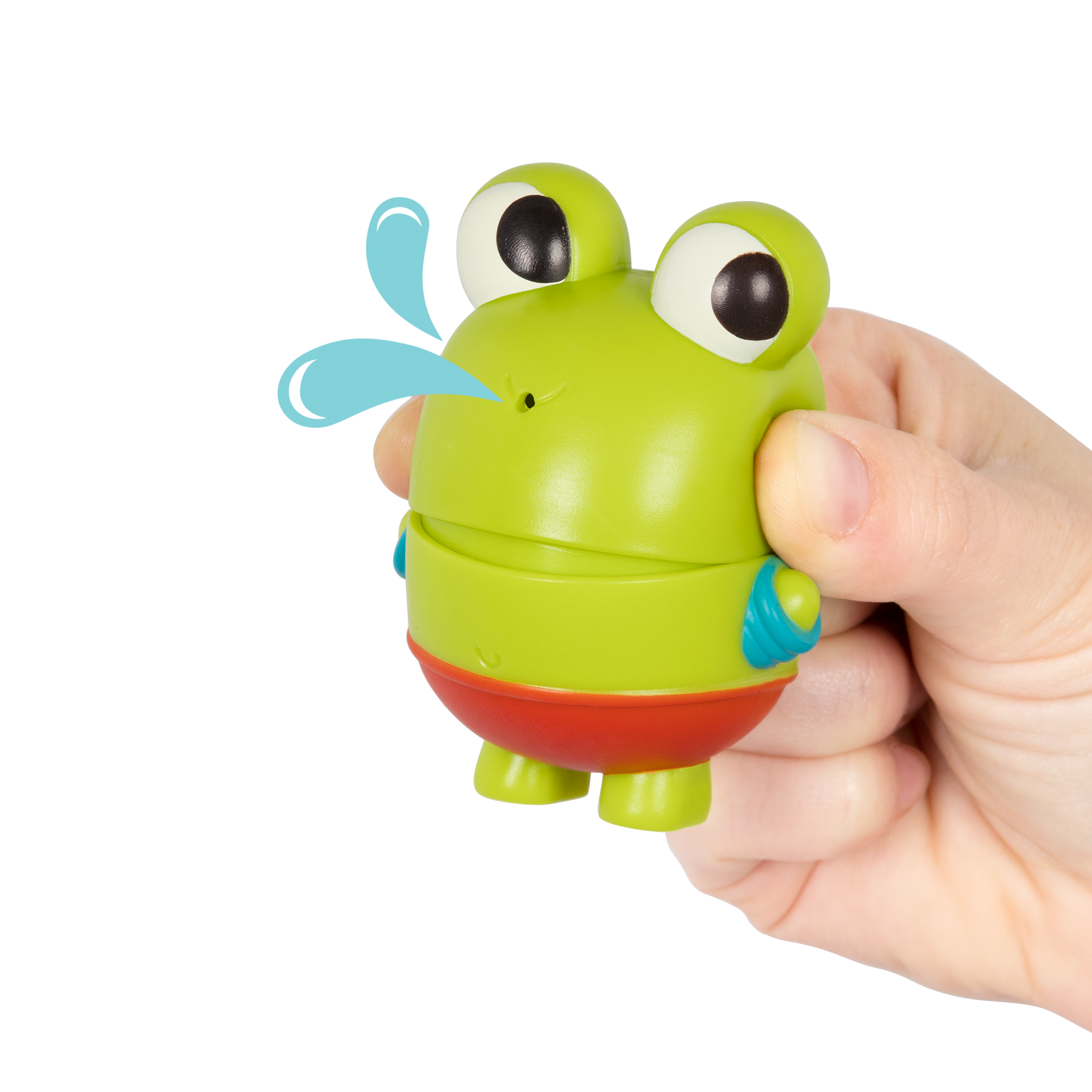 Frog squirt and light-up whale bath toys.