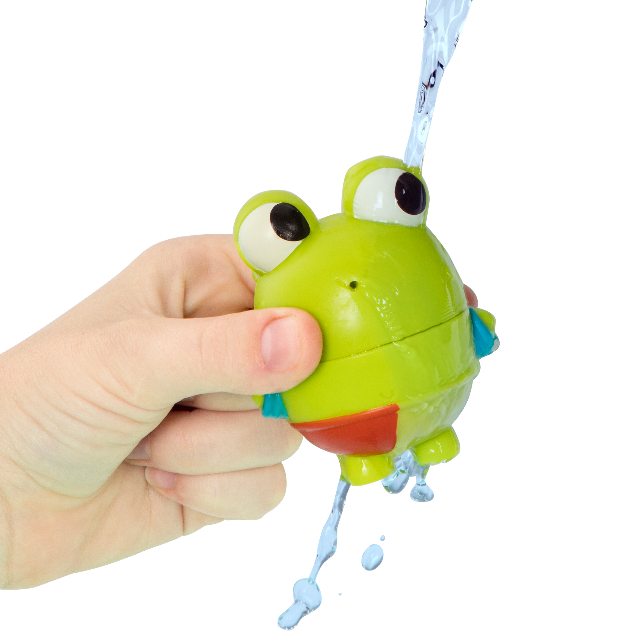 Frog squirt and light-up whale bath toys.