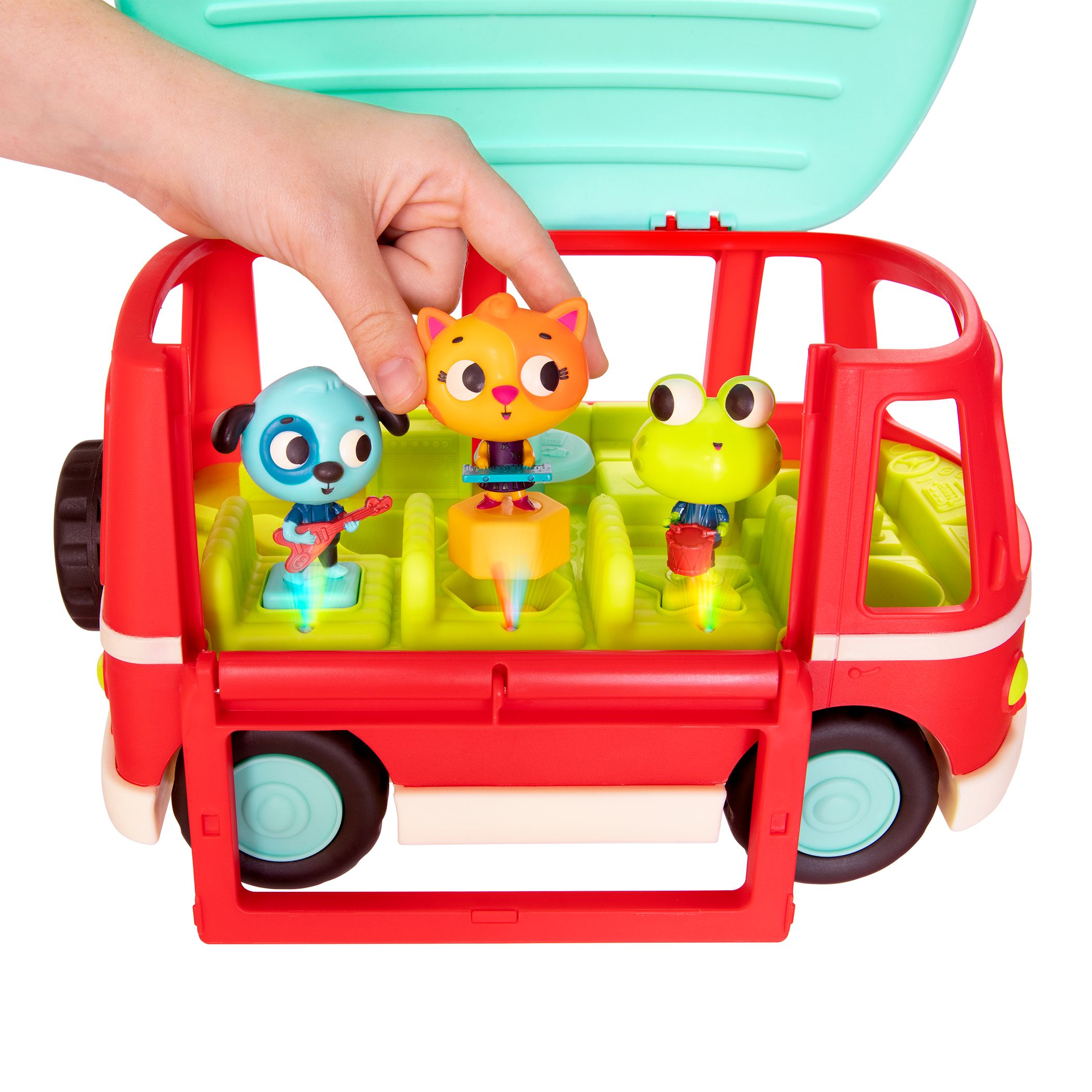 Musical toy bus with three animal characters