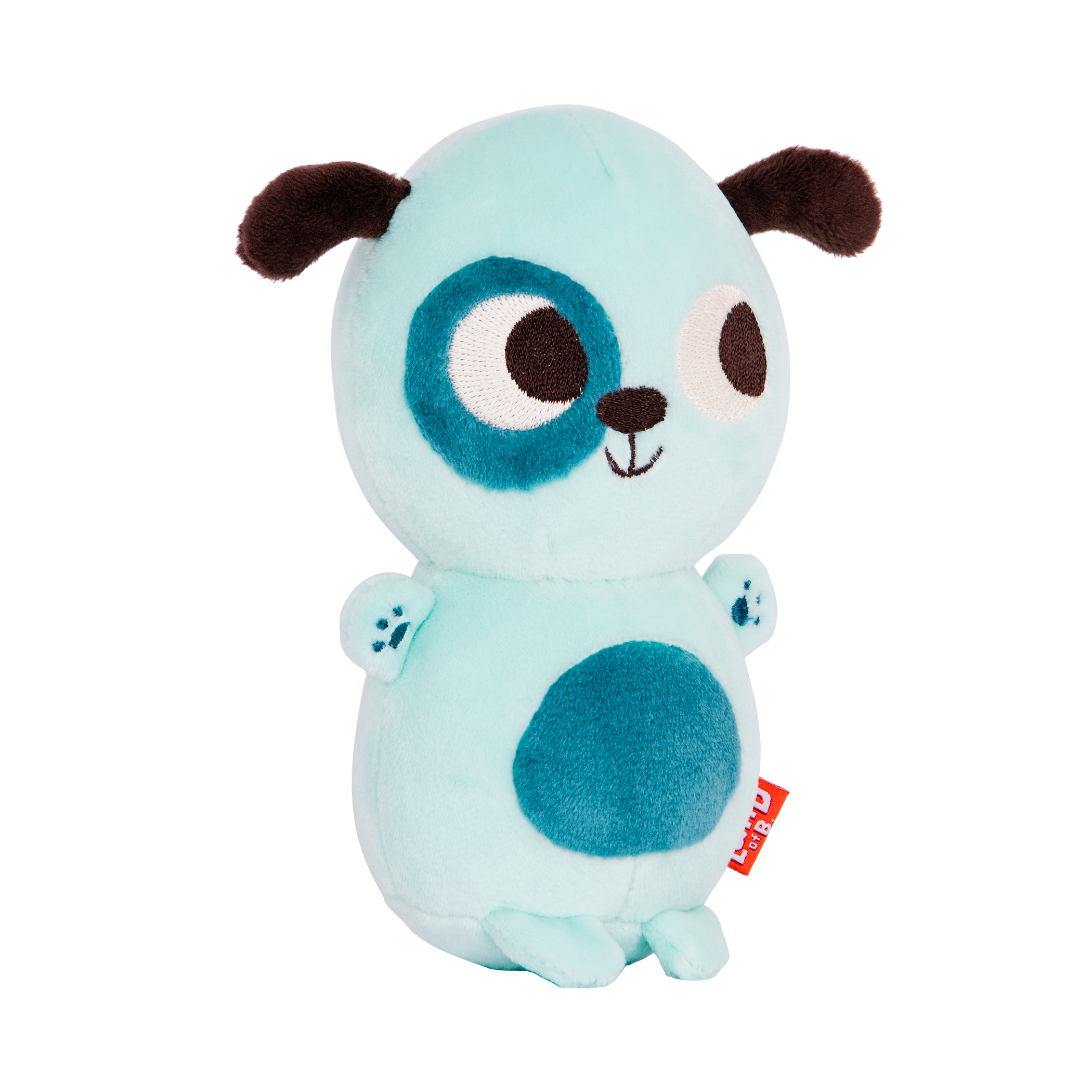 Plush dog with cheeseburger hood.