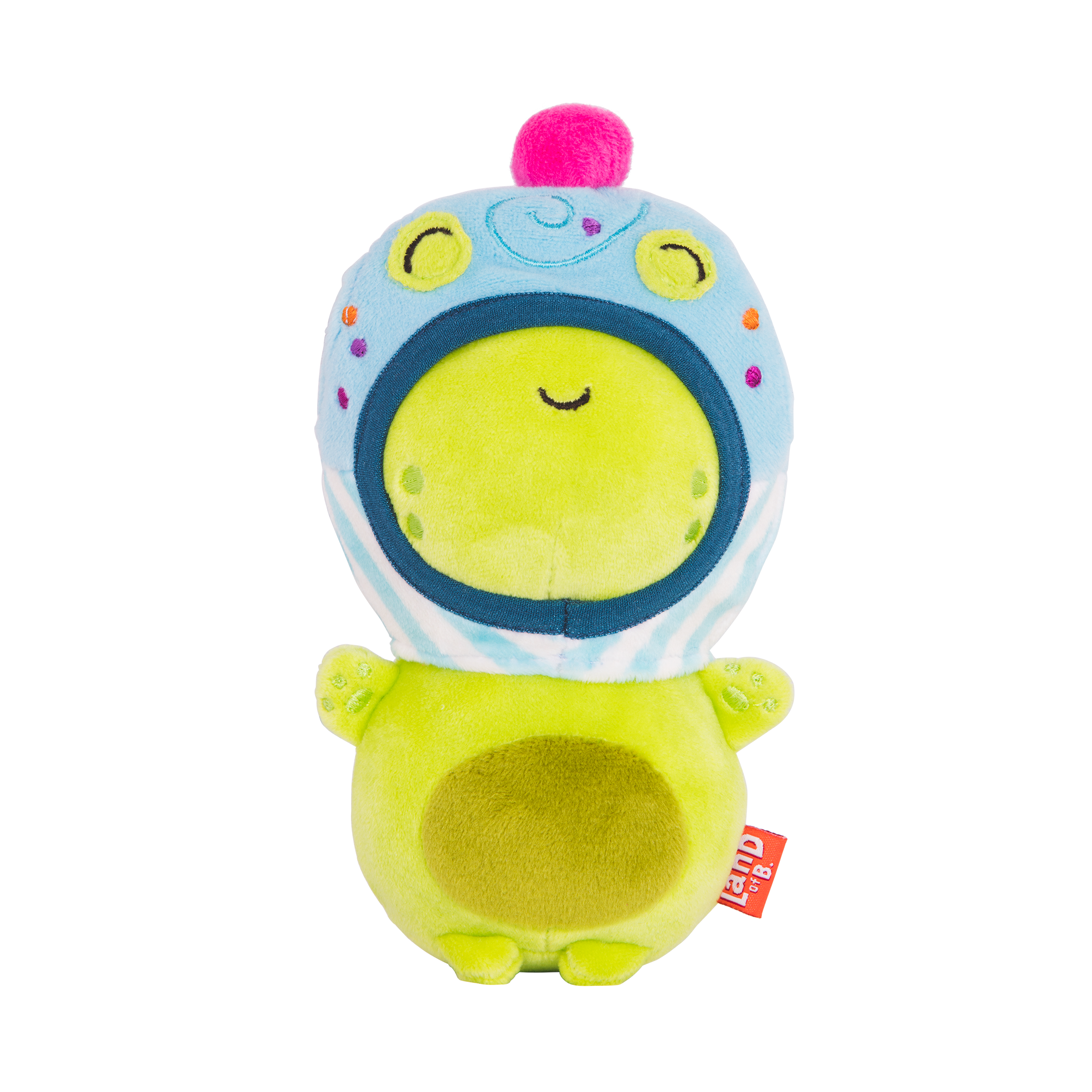 Plush frog with a cupcake hood.