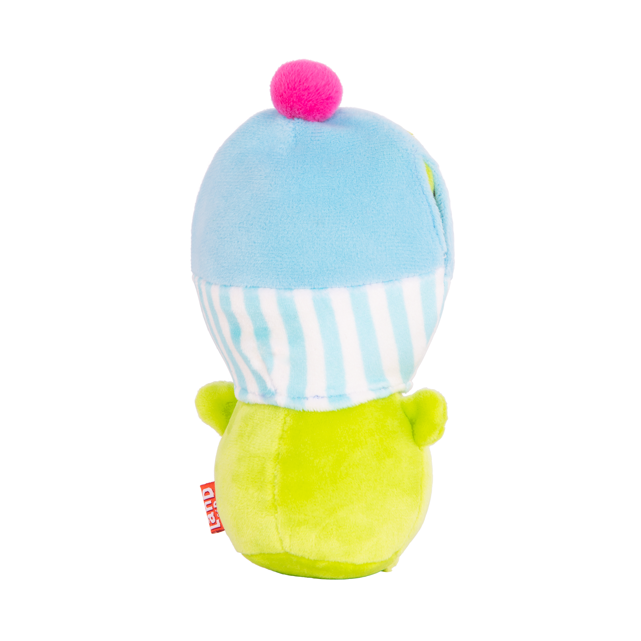 Plush frog with a cupcake hood.