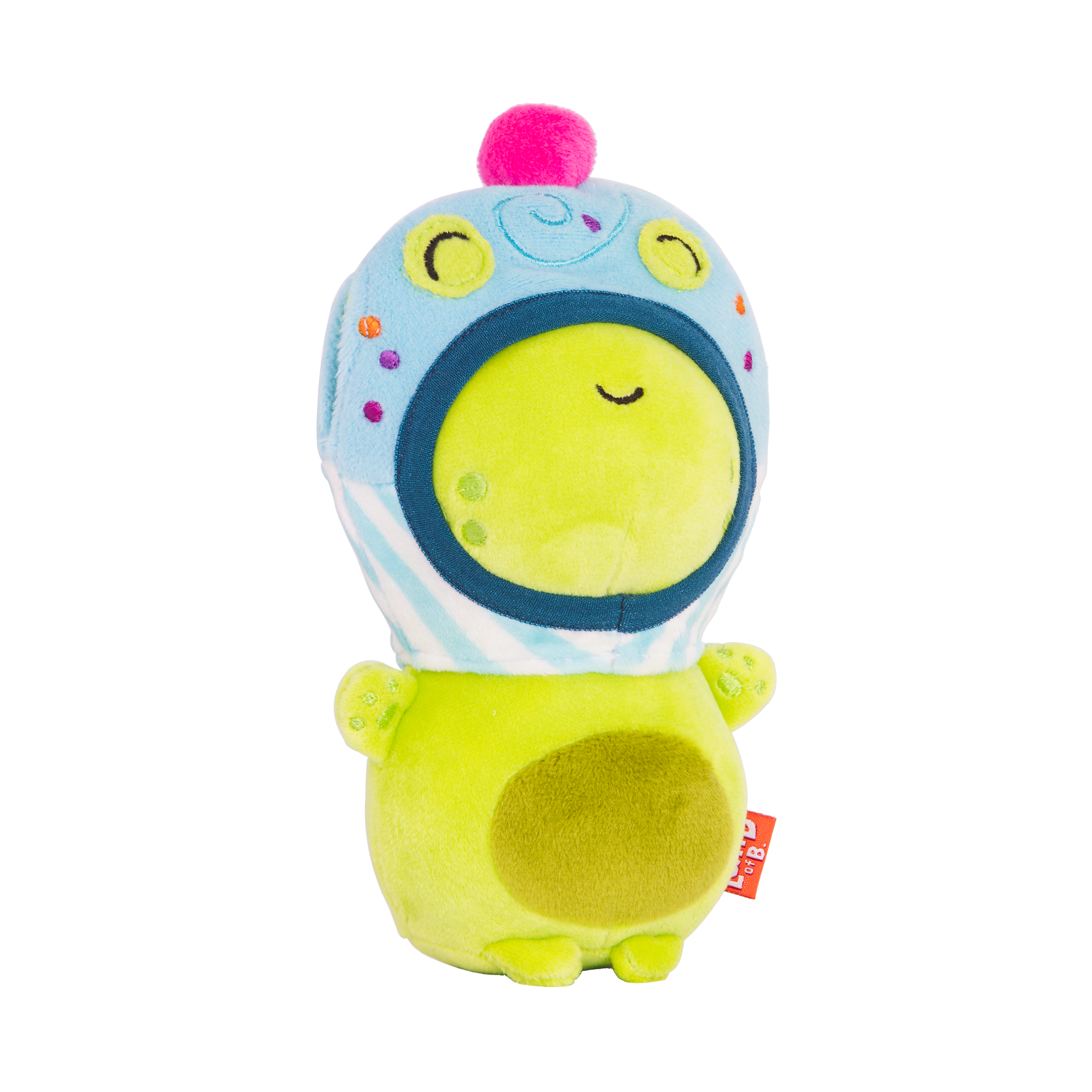 Plush frog with a cupcake hood.