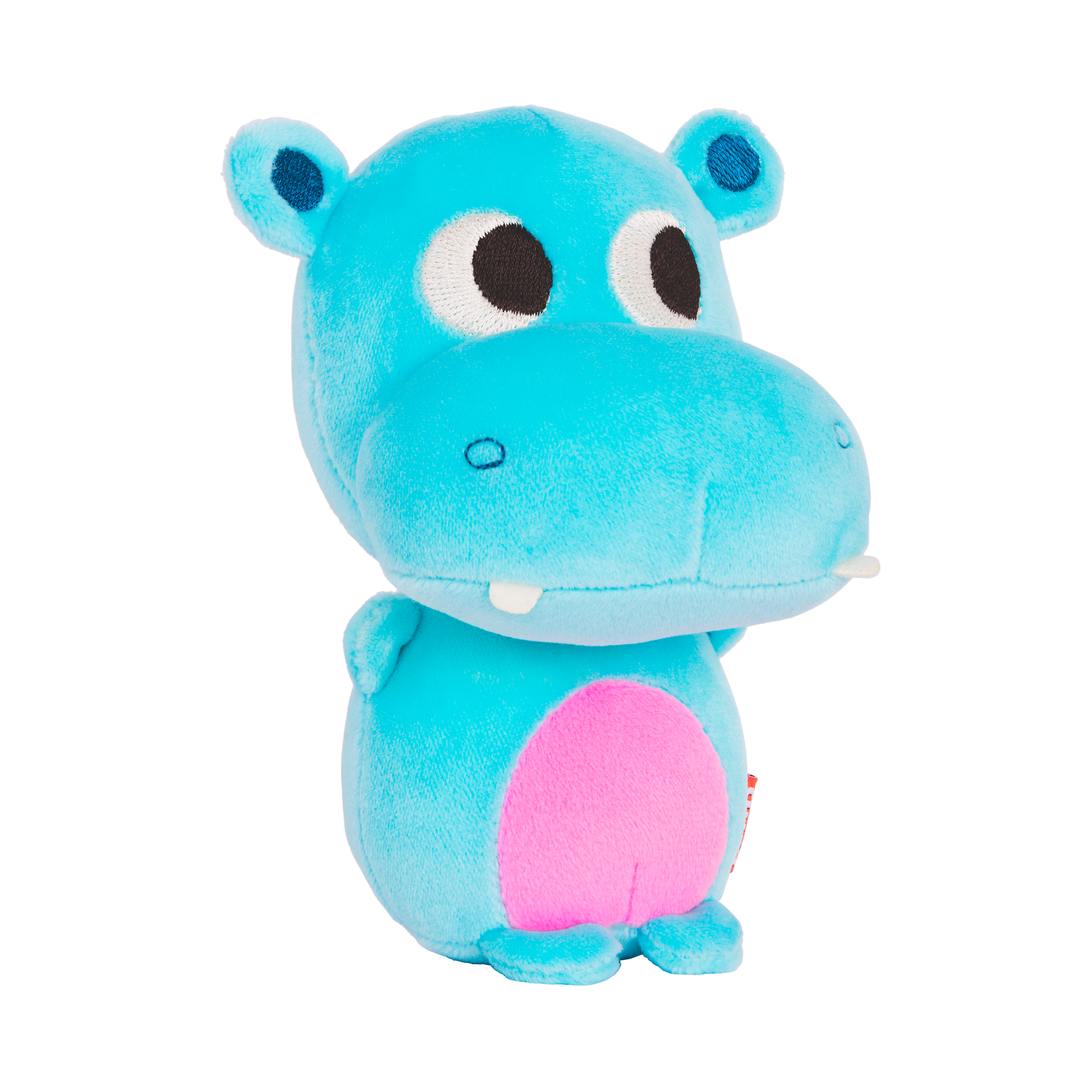 Plush hippo with a popcorn hood.