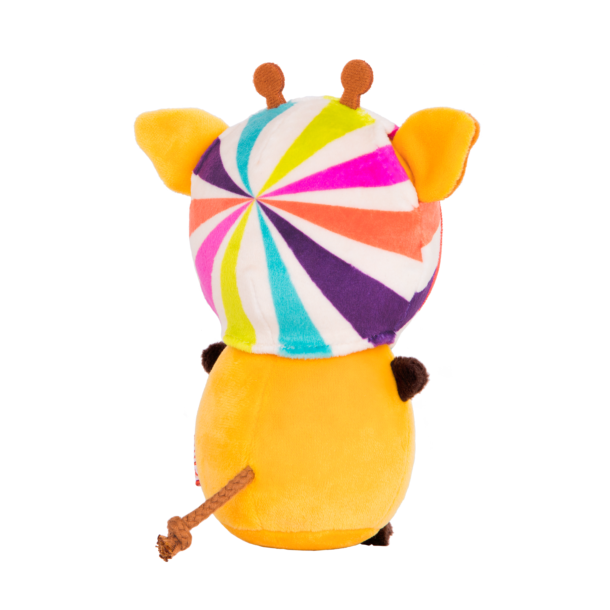 Plush giraffe with a candy hood.
