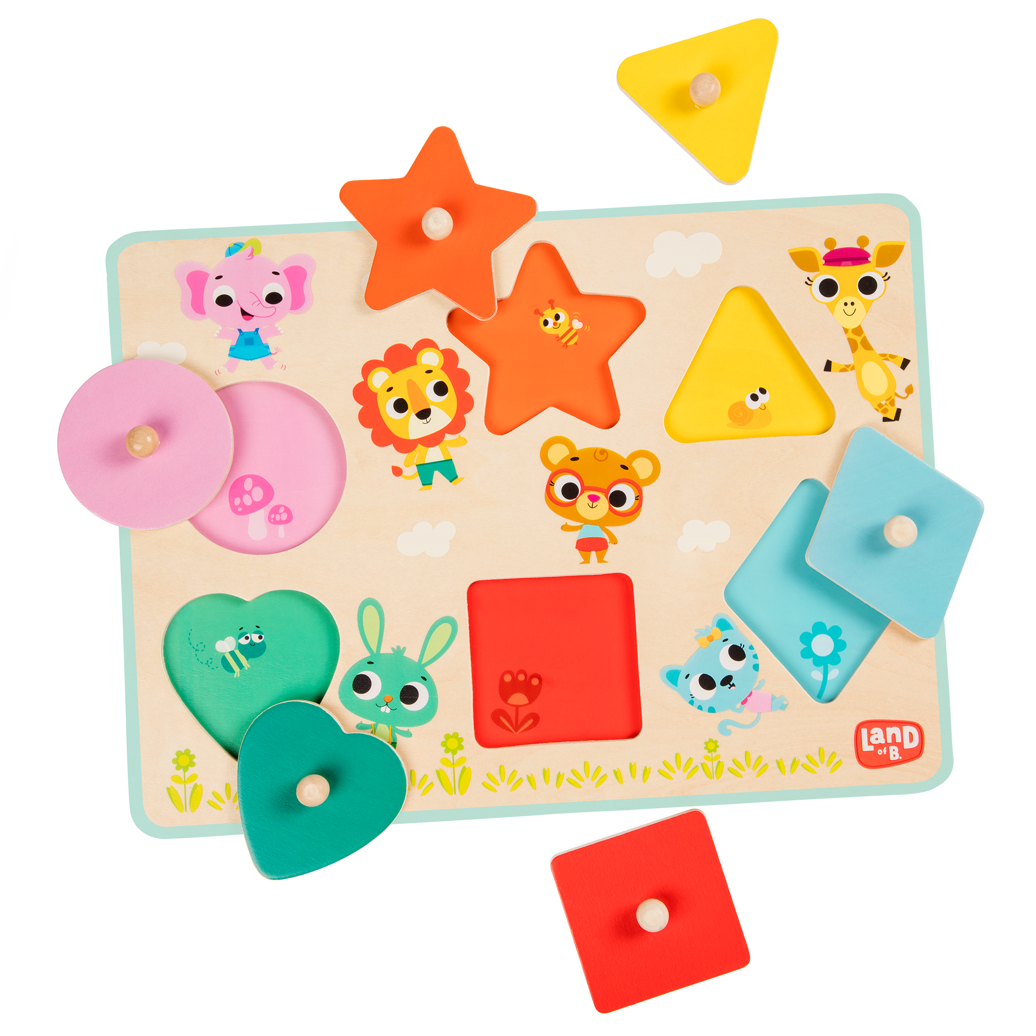 Shape wooden peg puzzle