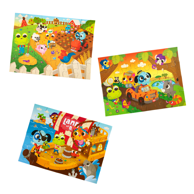 Three jigsaw puzzles.