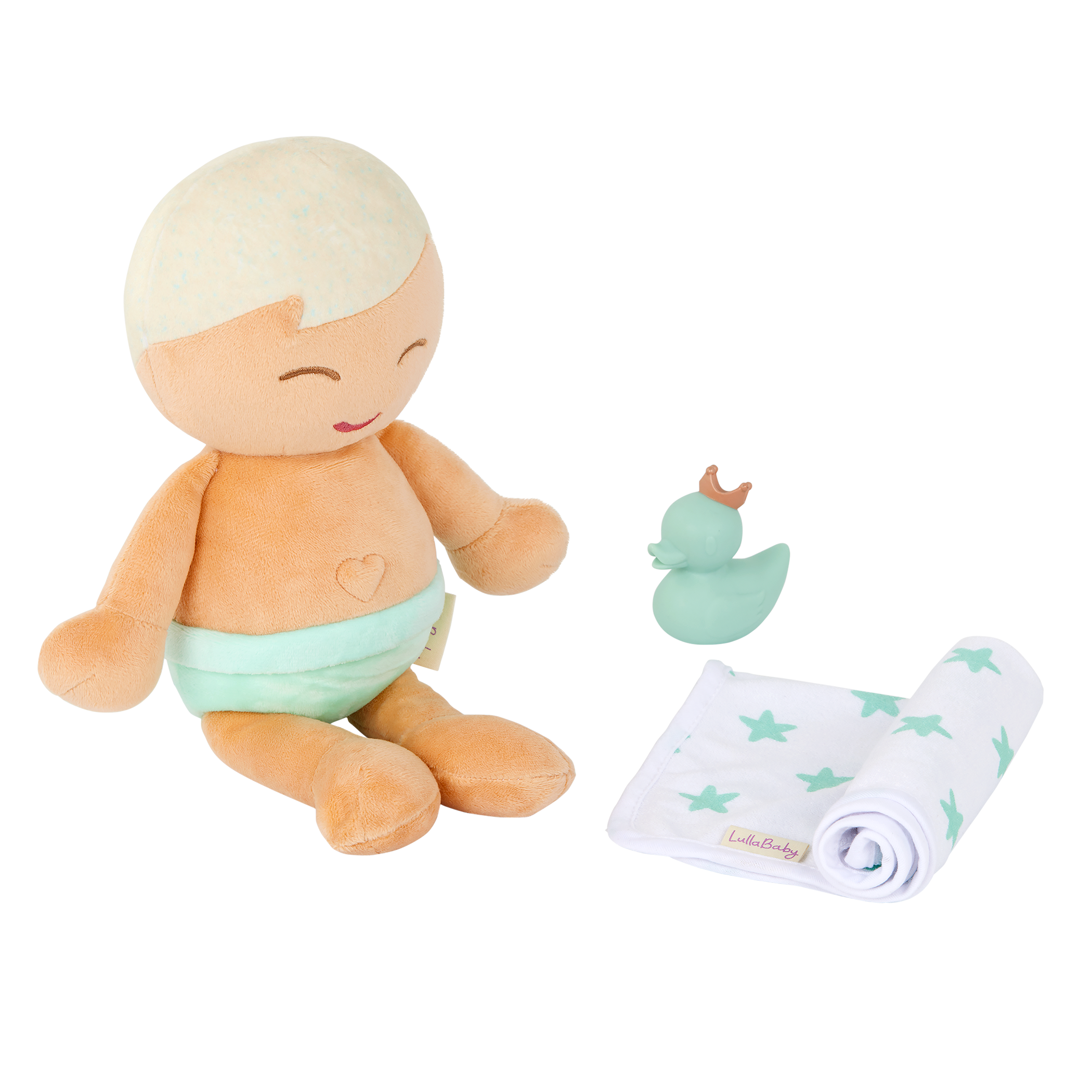 LullaBaby Boy Plush Bath Doll & Accessories