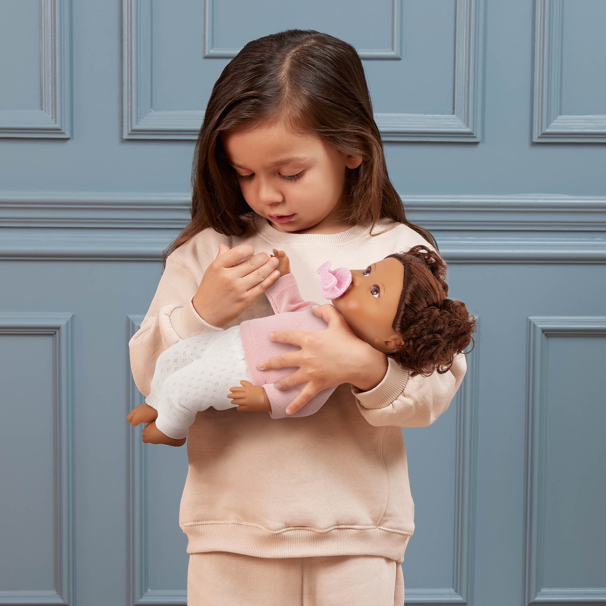 LullaBaby Doll with Wavy Brown Hair