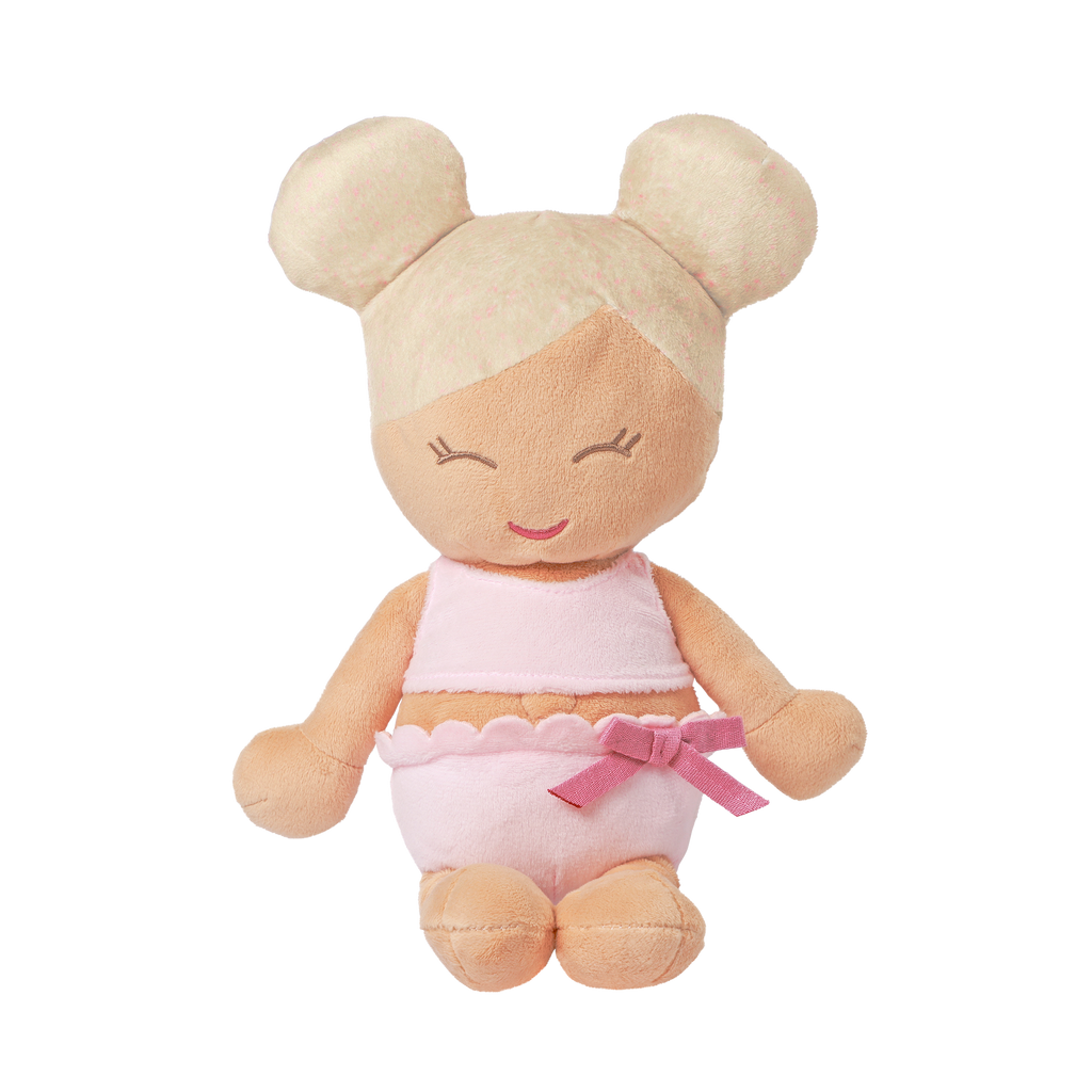 Plush Bath Doll with Blonde Hair and pink rubber ducky