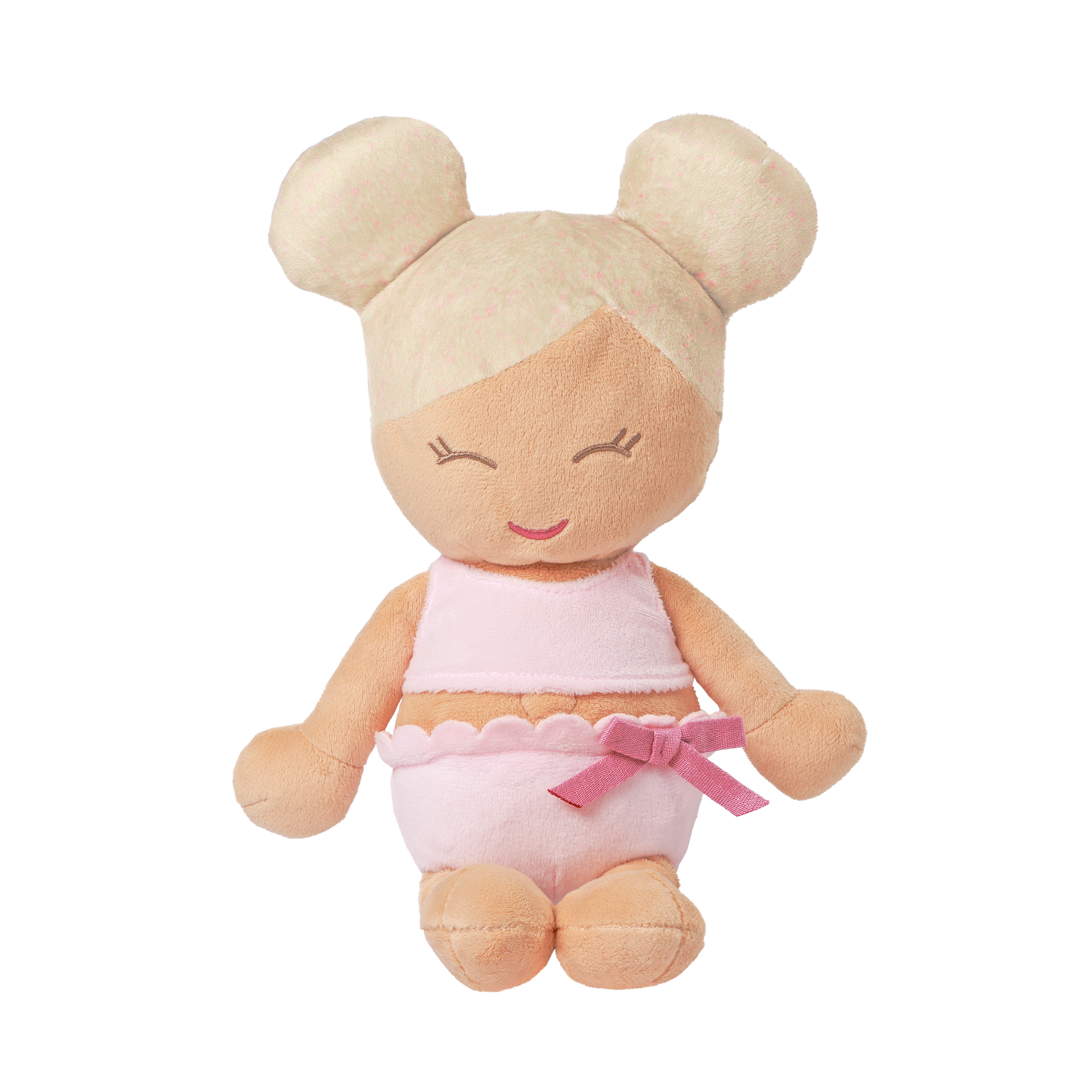 Plush Bath Doll with Blonde Hair and pink rubber ducky