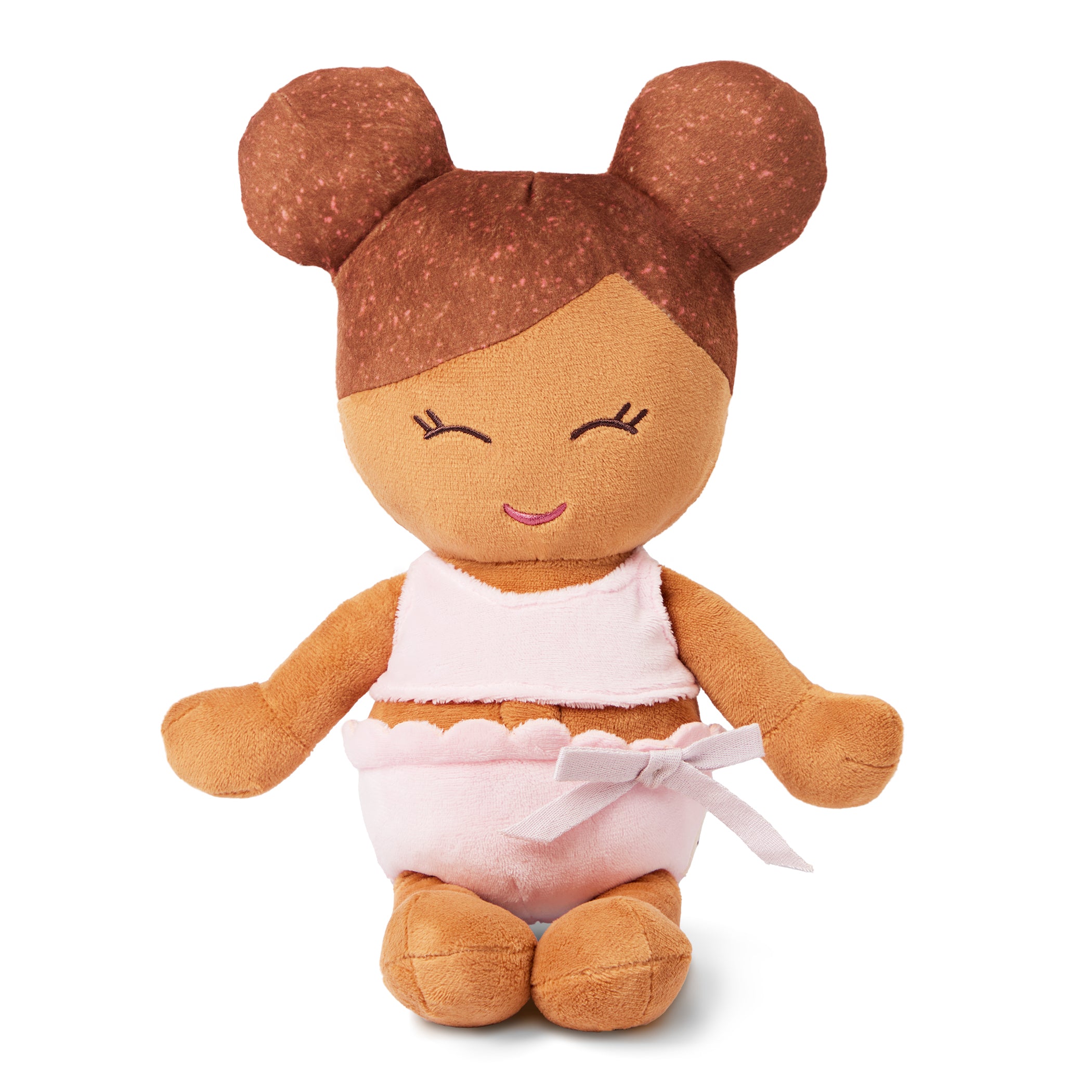 Plush Bath Doll - Medium Skin and Brown Hair - and a rubber ducky