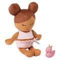 Plush Bath Doll - Medium Skin and Brown Hair - and a rubber ducky
