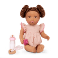 LullaBaby doll with brown hair in pink outfit