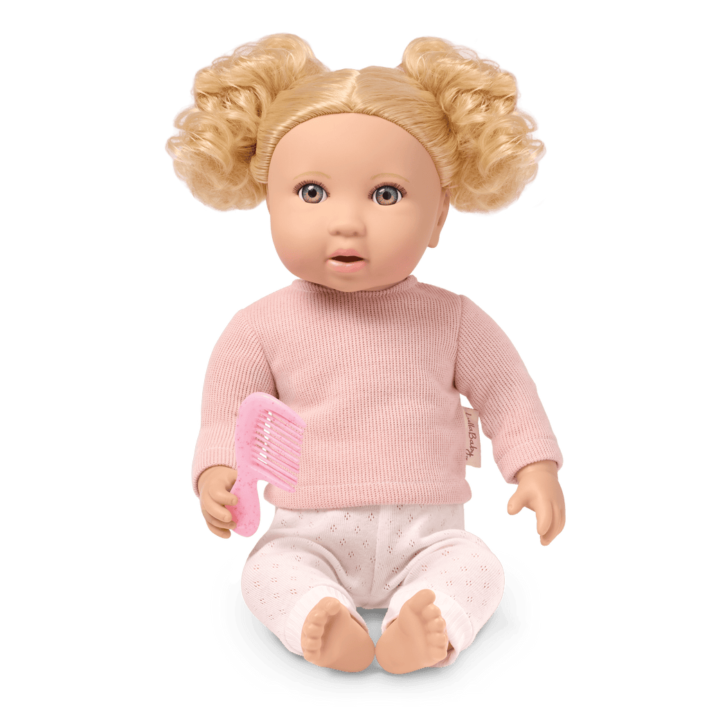 LullaBaby doll with blonde hair and pink comb