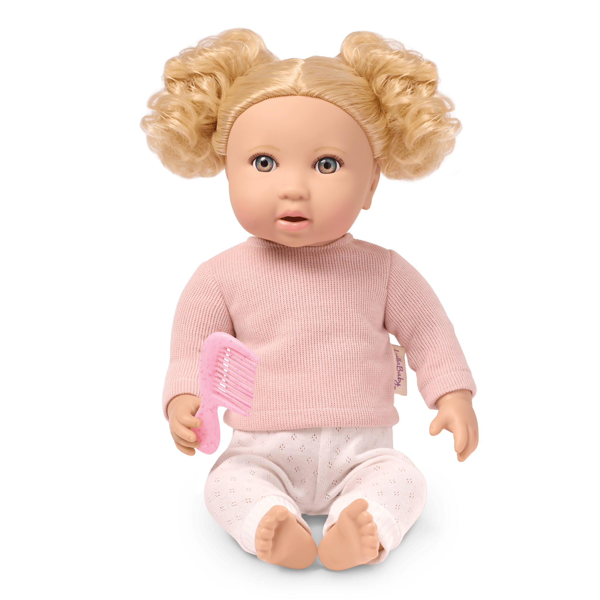 LullaBaby doll with blonde hair and pink comb