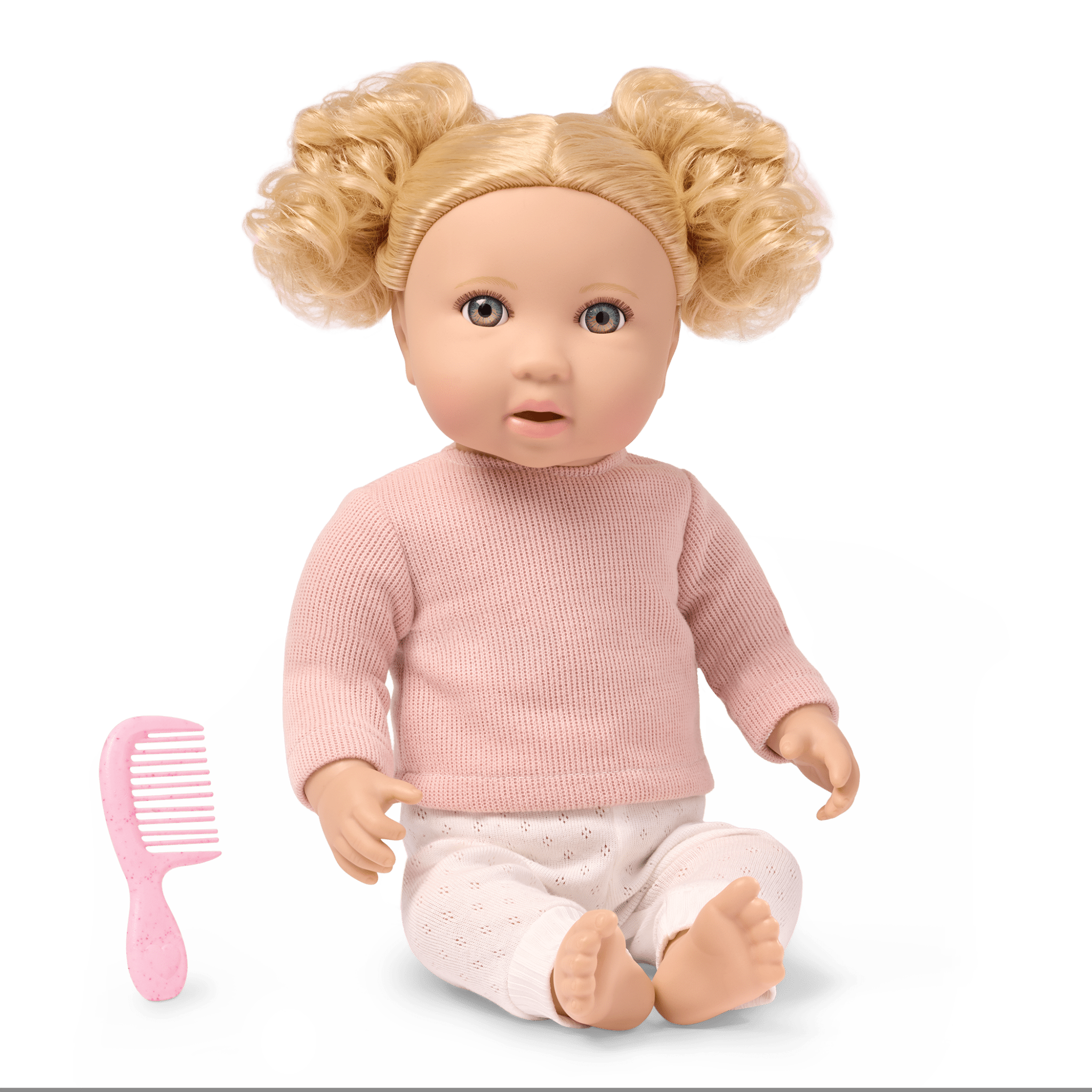 LullaBaby doll with blonde hair and pink comb