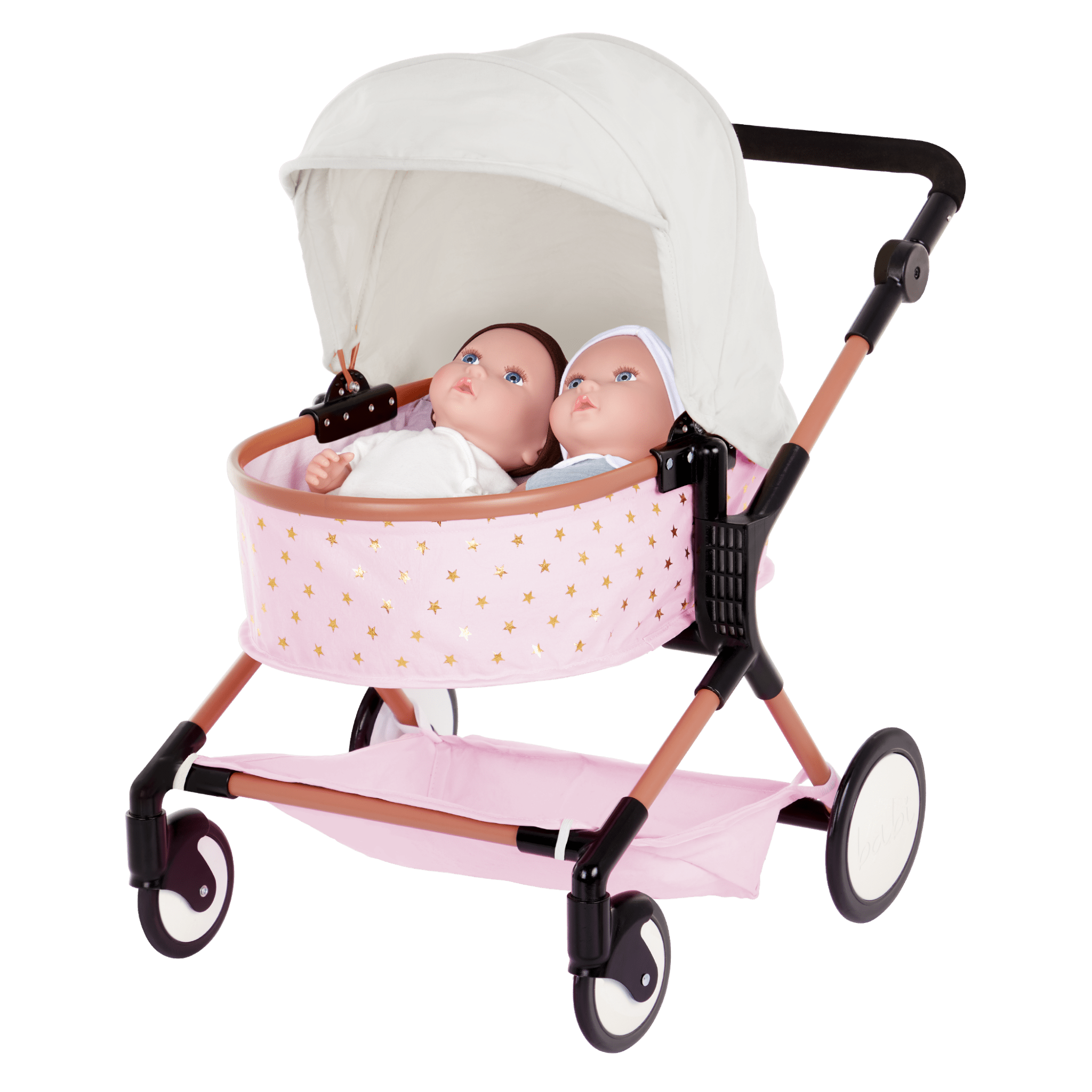 Double Doll Stroller - Pink & Black| Playsets
