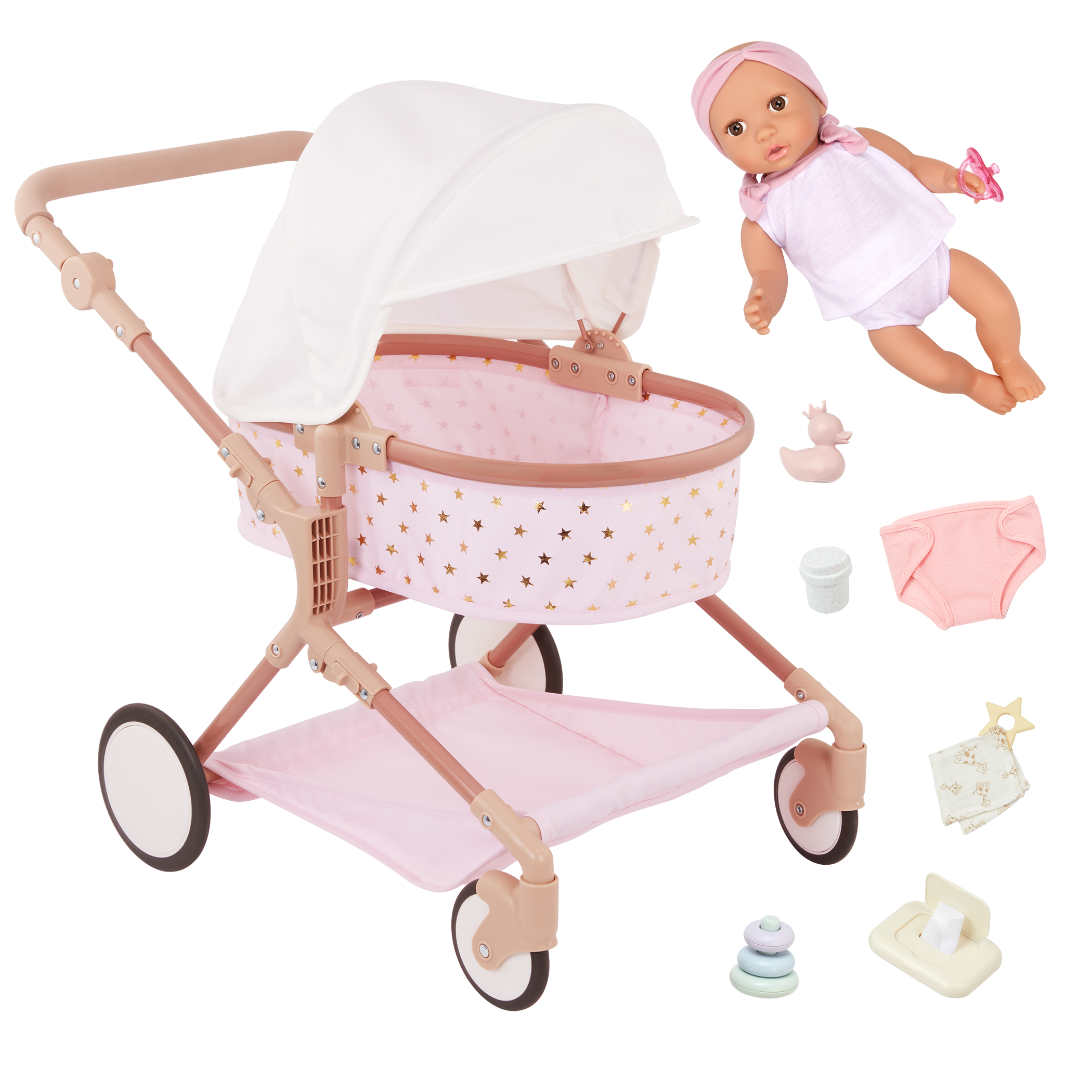 LullaBaby Doll & Double Stroller Set