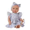 LullaBaby Doll with Blue Floral Dress and Cup