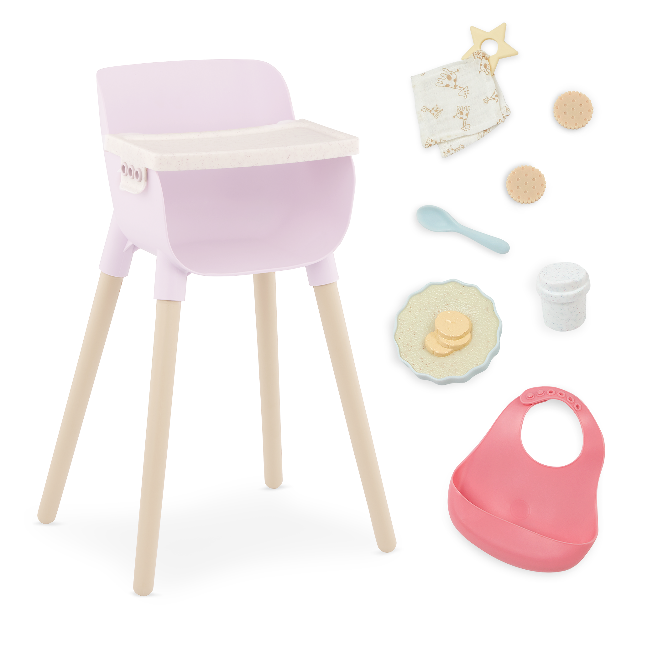 Pink Baby Doll High Chair & Feeding Set
