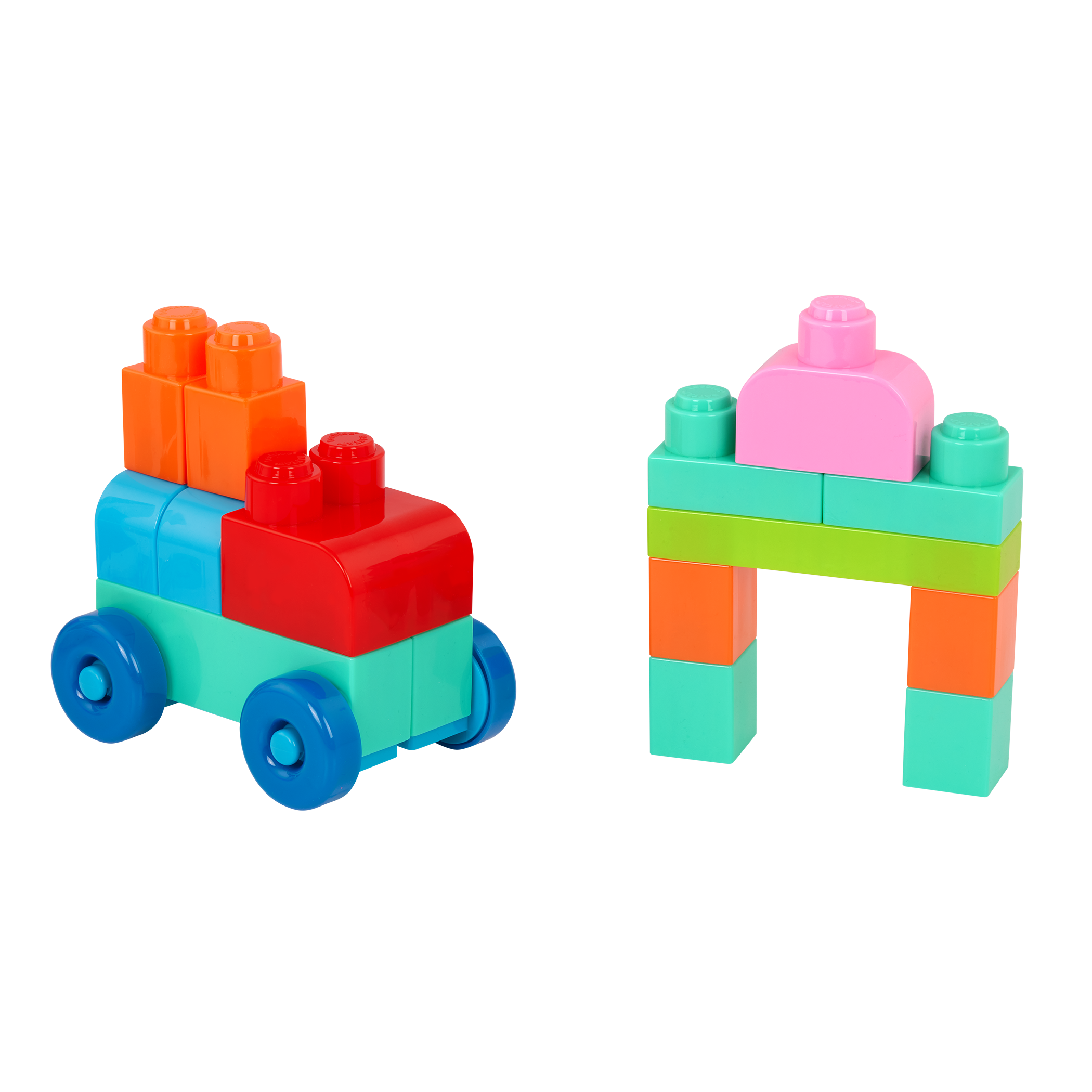 Locbloc red builder's wagon with building blocks