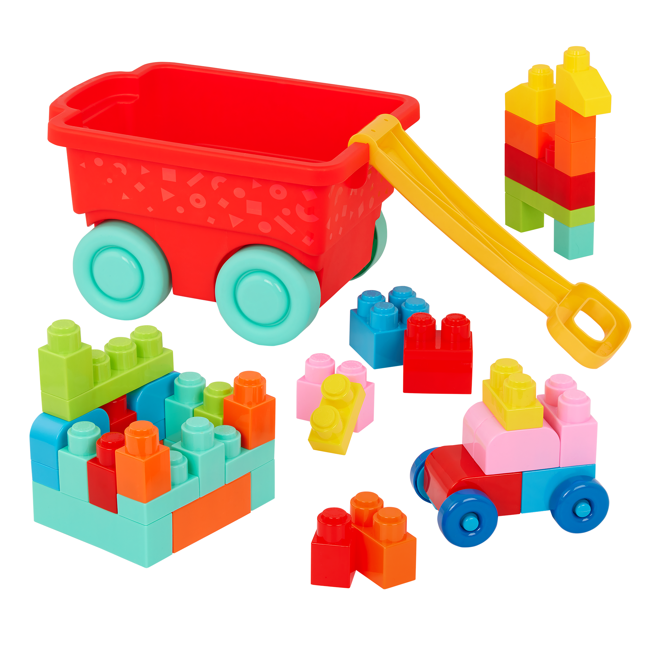Locbloc red builder's wagon with building blocks