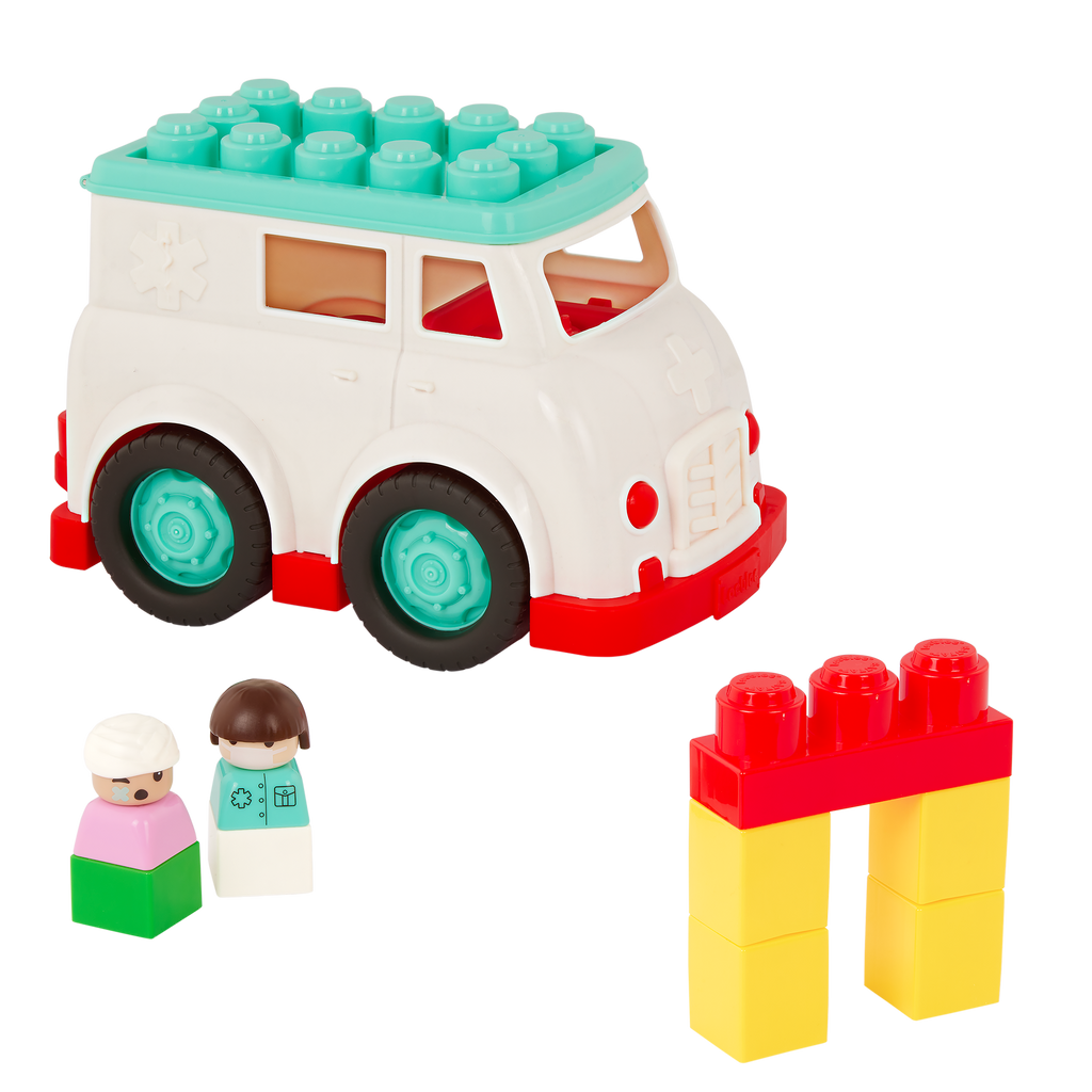Locbloc ambulance truck with building blocks for toddlers