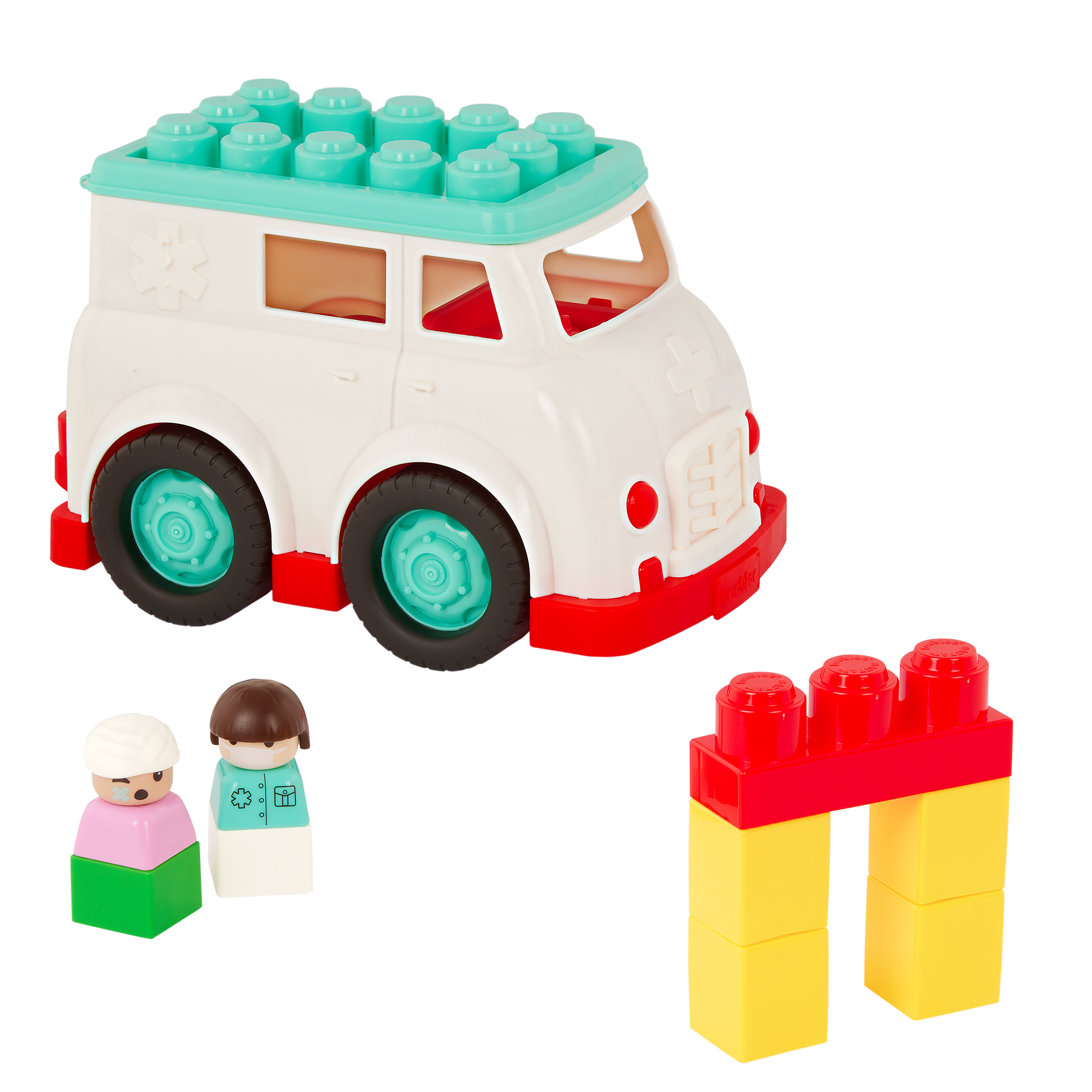 Locbloc ambulance truck with building blocks for toddlers
