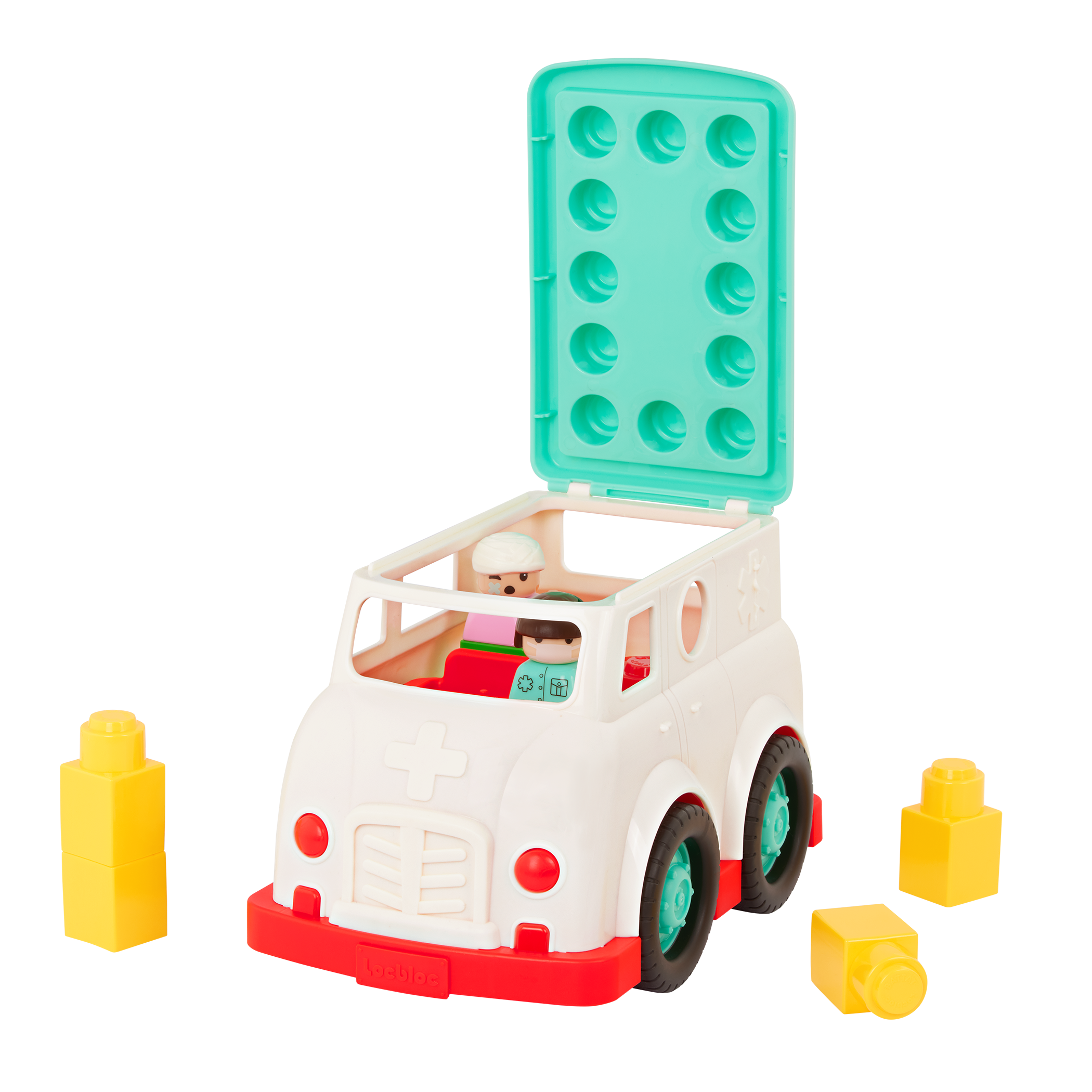Locbloc ambulance truck with building blocks for toddlers