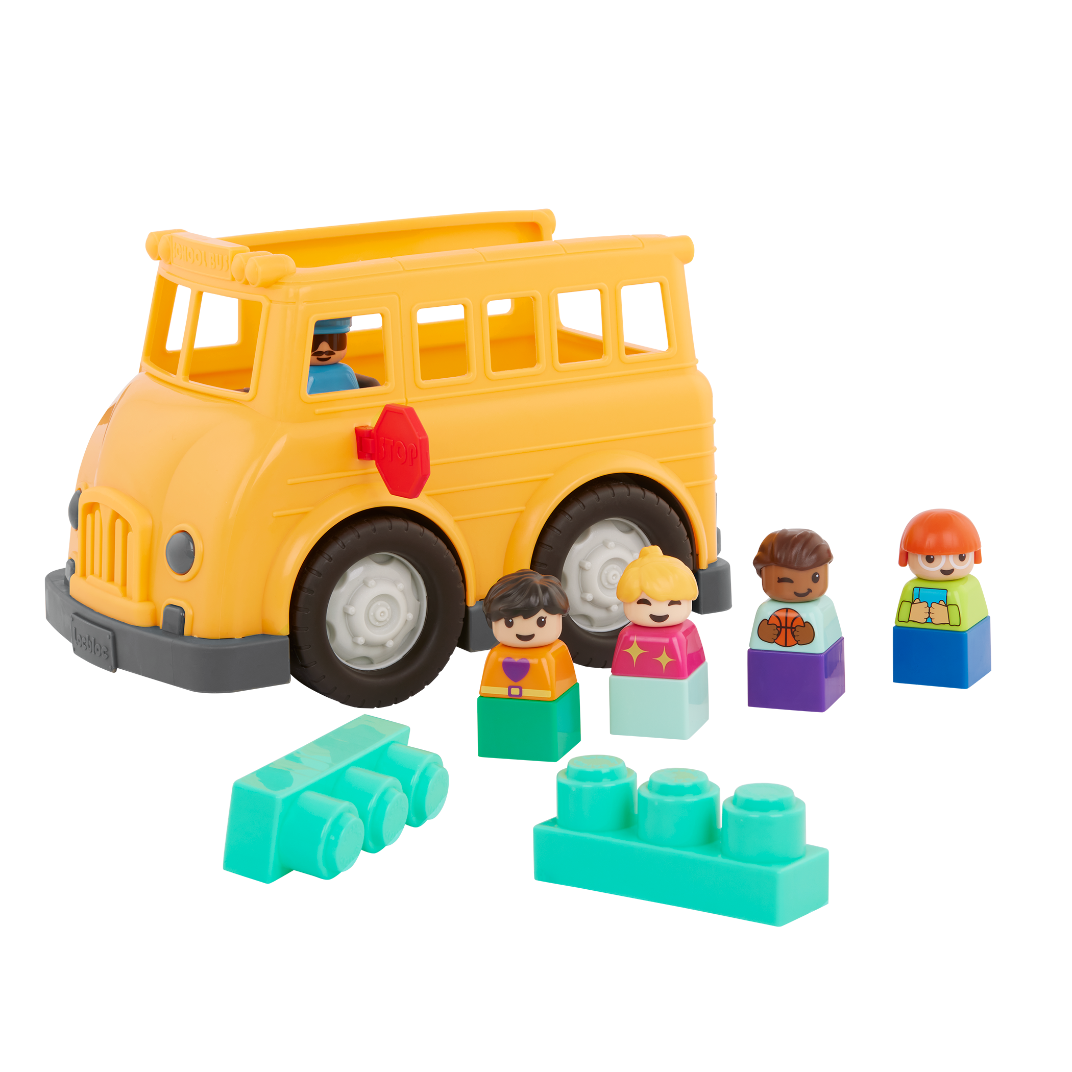 Locbloc school bus truck with building blocks for toddlers